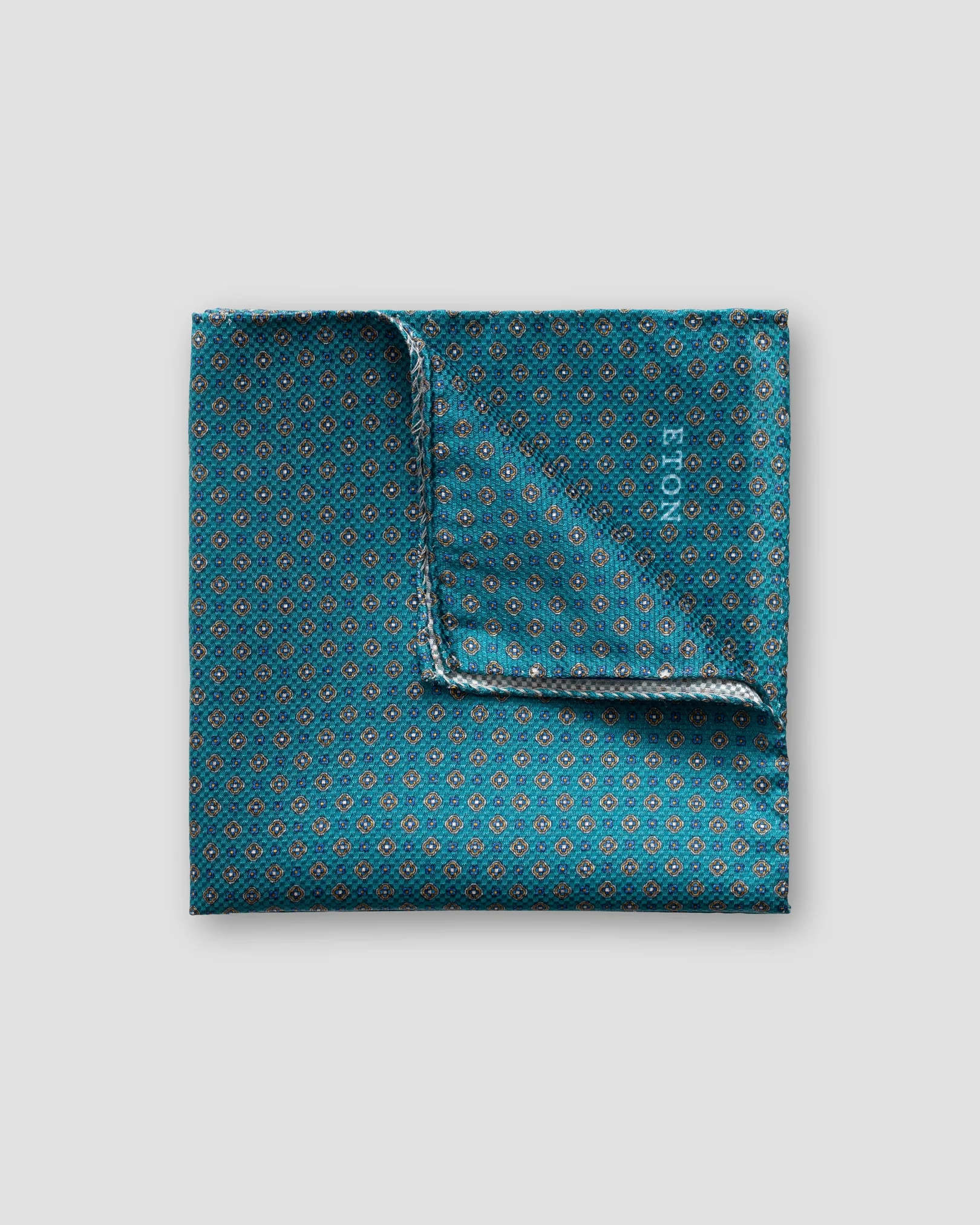 Eton - petrol geometric flower pocket square