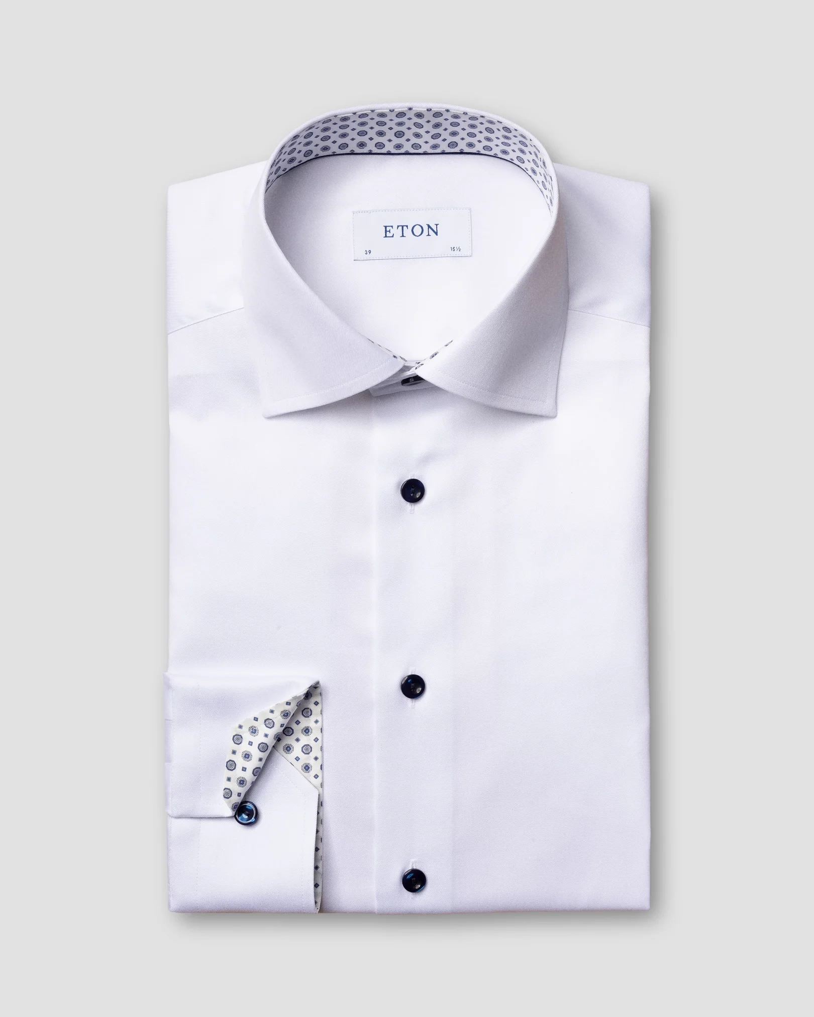 Eton - white signature twill geometric details shirt cut away