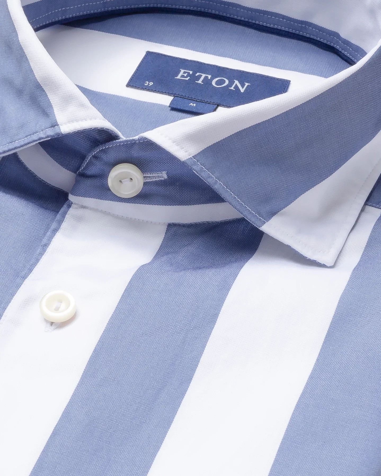 Eton - blue striped satin shirt soft