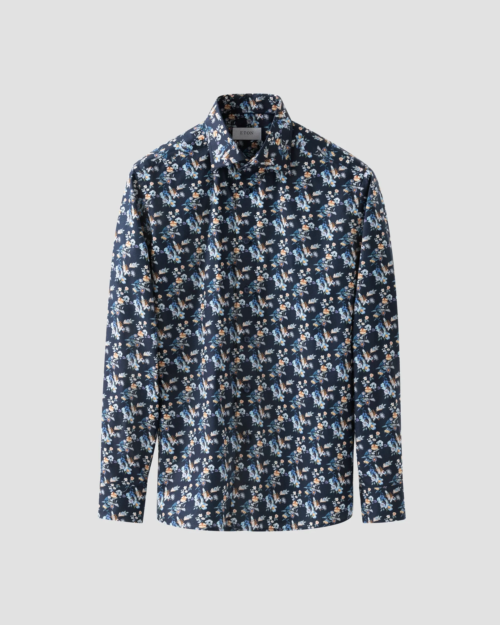 Eton - navy floral twill weave shirt
