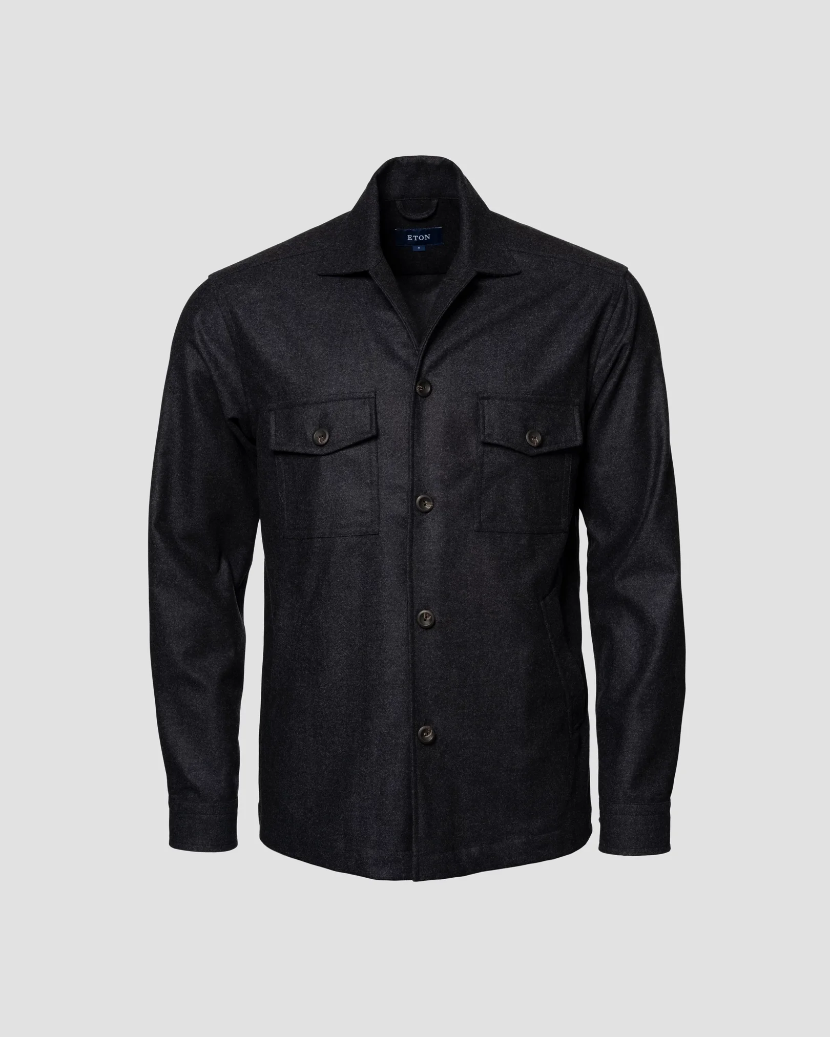 Eton - Dark Blue Herringbone Wool-Cashmere Flannel Overshirt