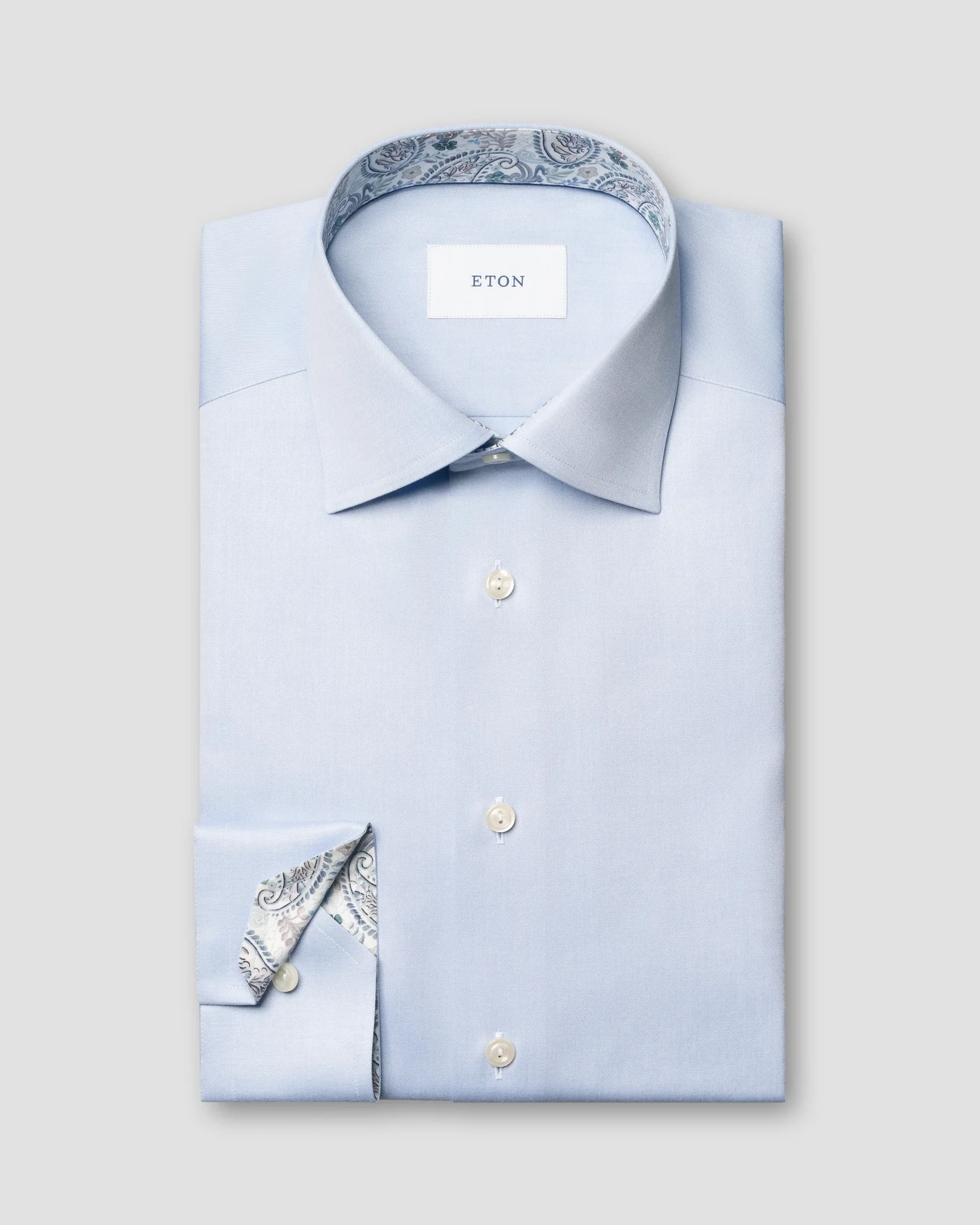 Eton - Einfarbiges Hemd mit Paisley-Effekt