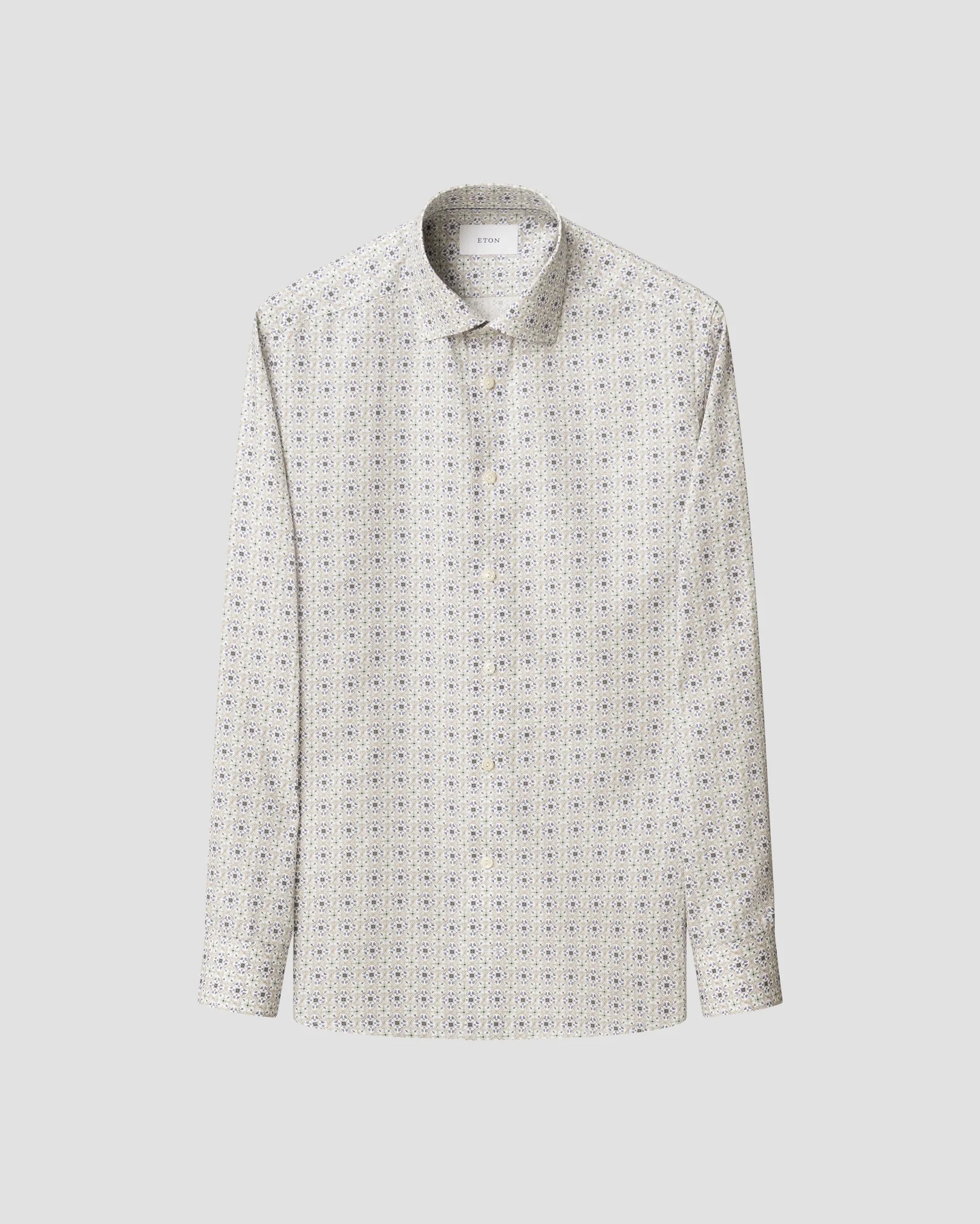 Eton - light blue motif cotton and tencel tm lyocell shirt