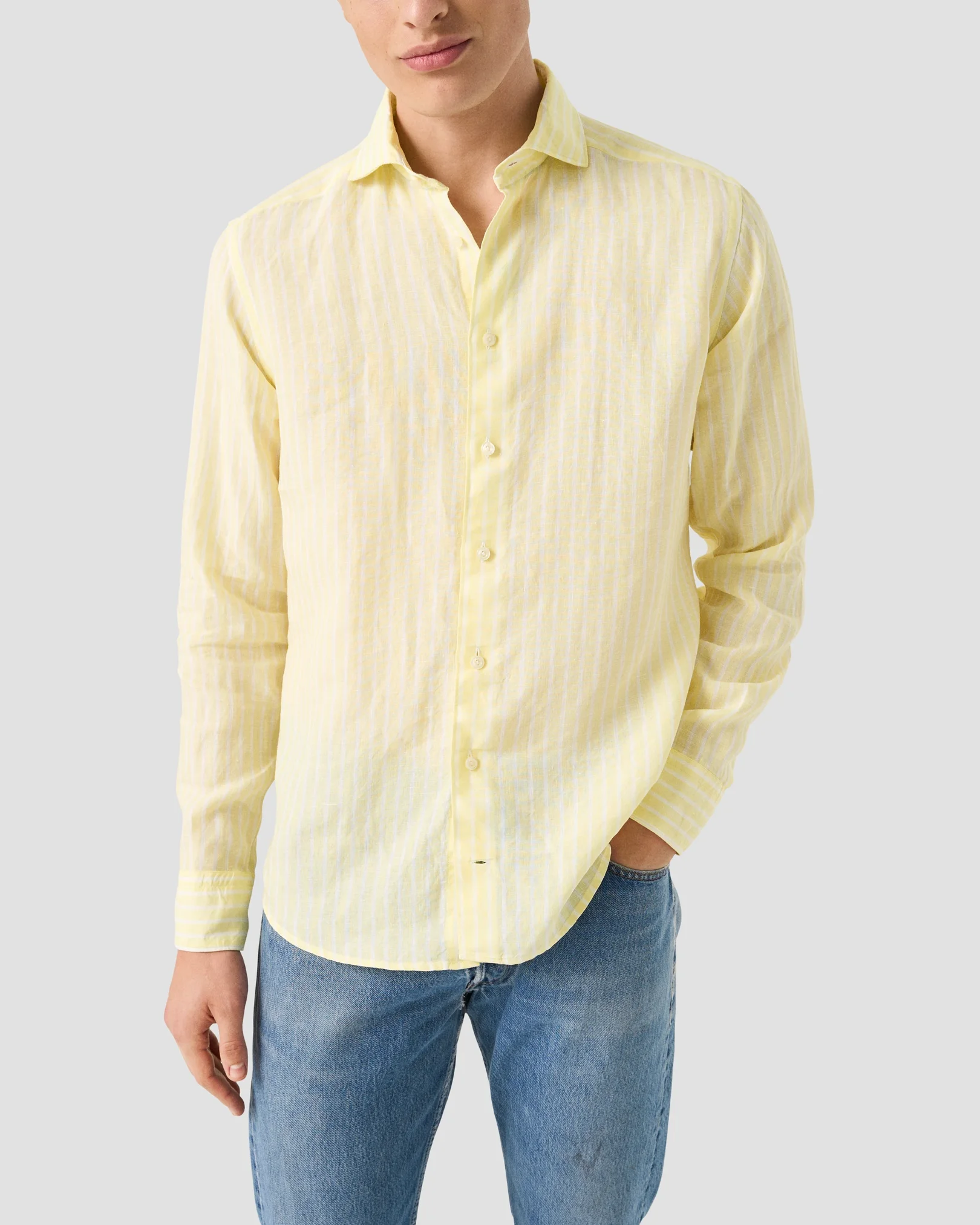 Eton - yellow striped linen shirt