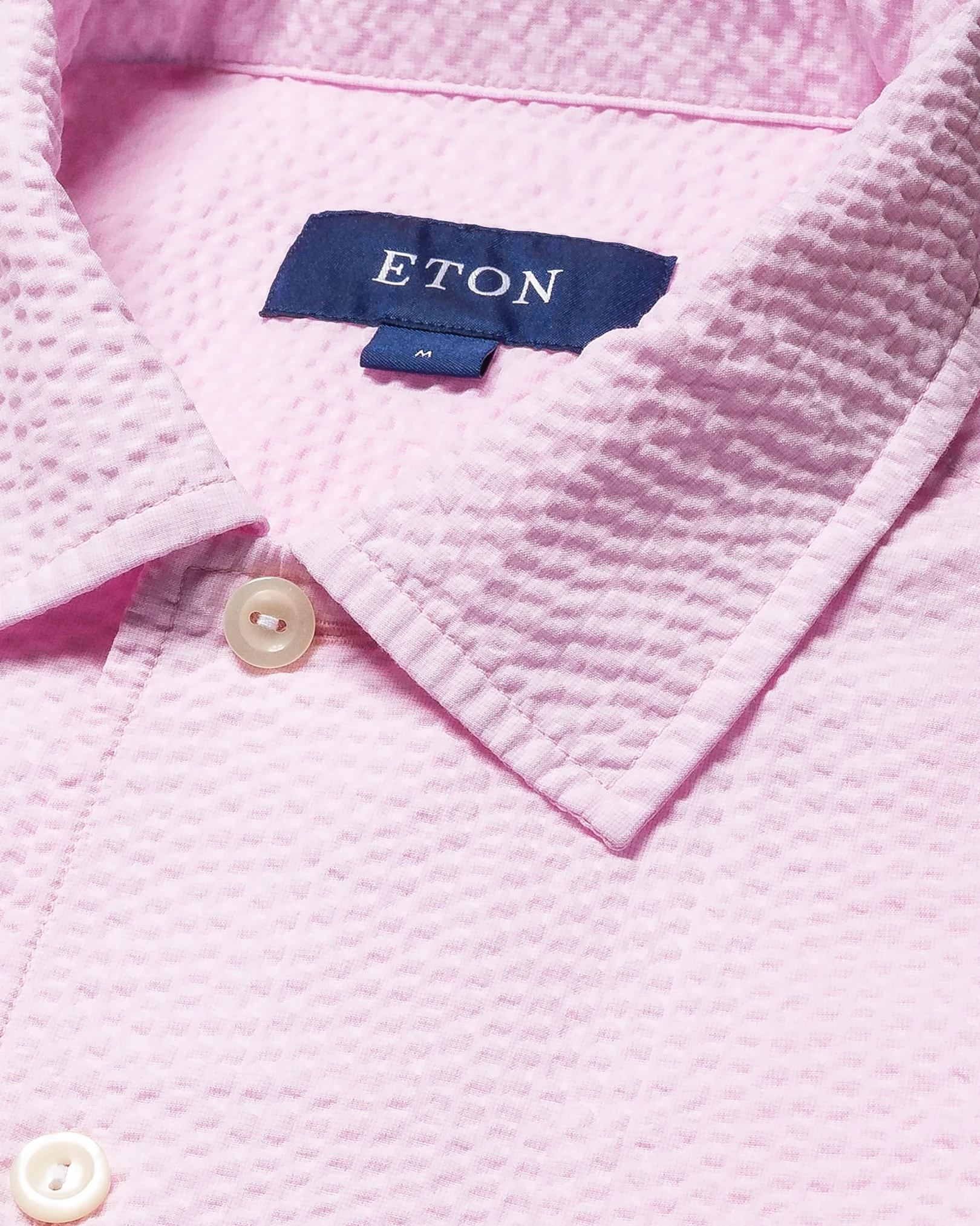 Eton - pink seersucker resort folded short sleeve regular