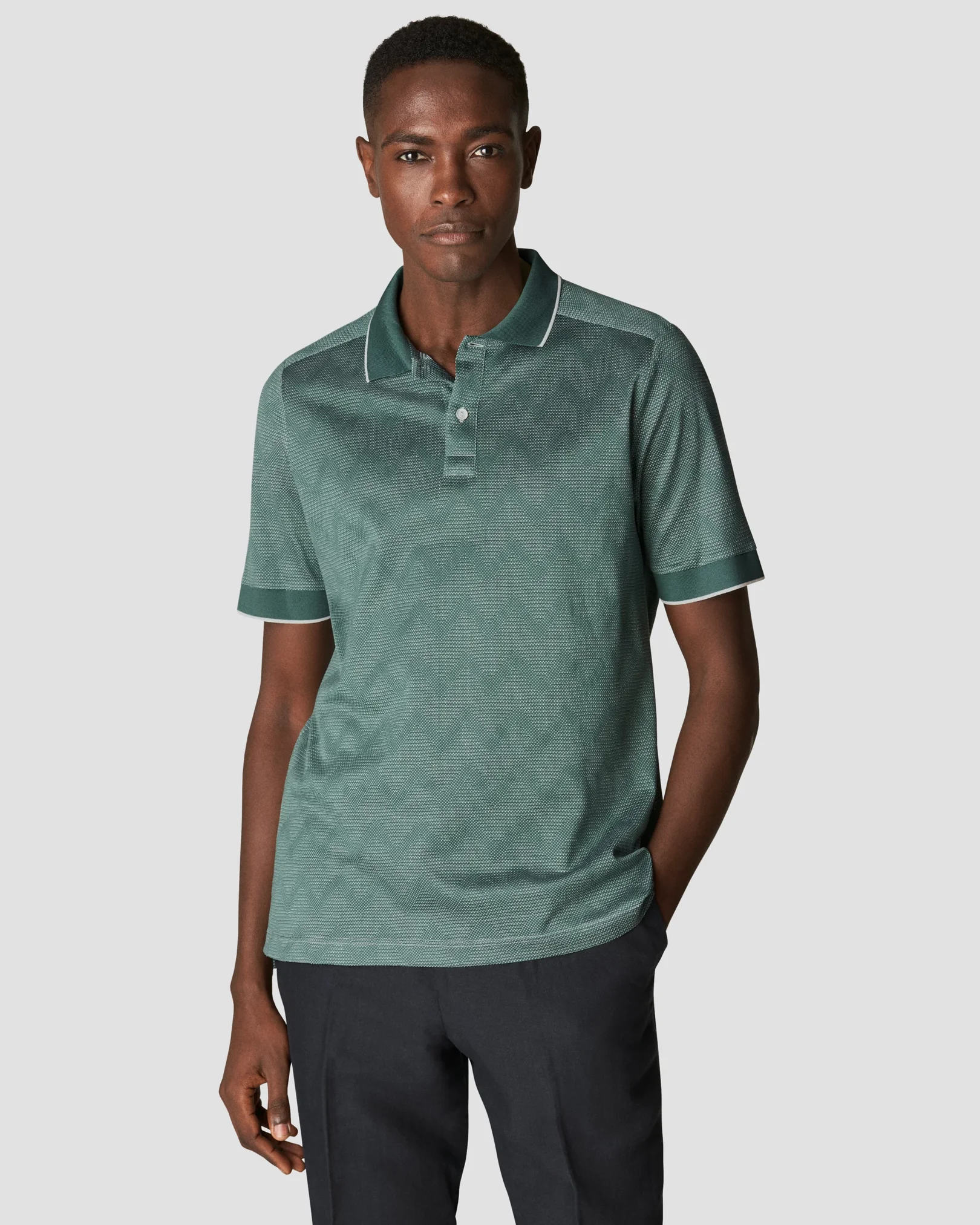 Eton - mid green knit jacquard knit
