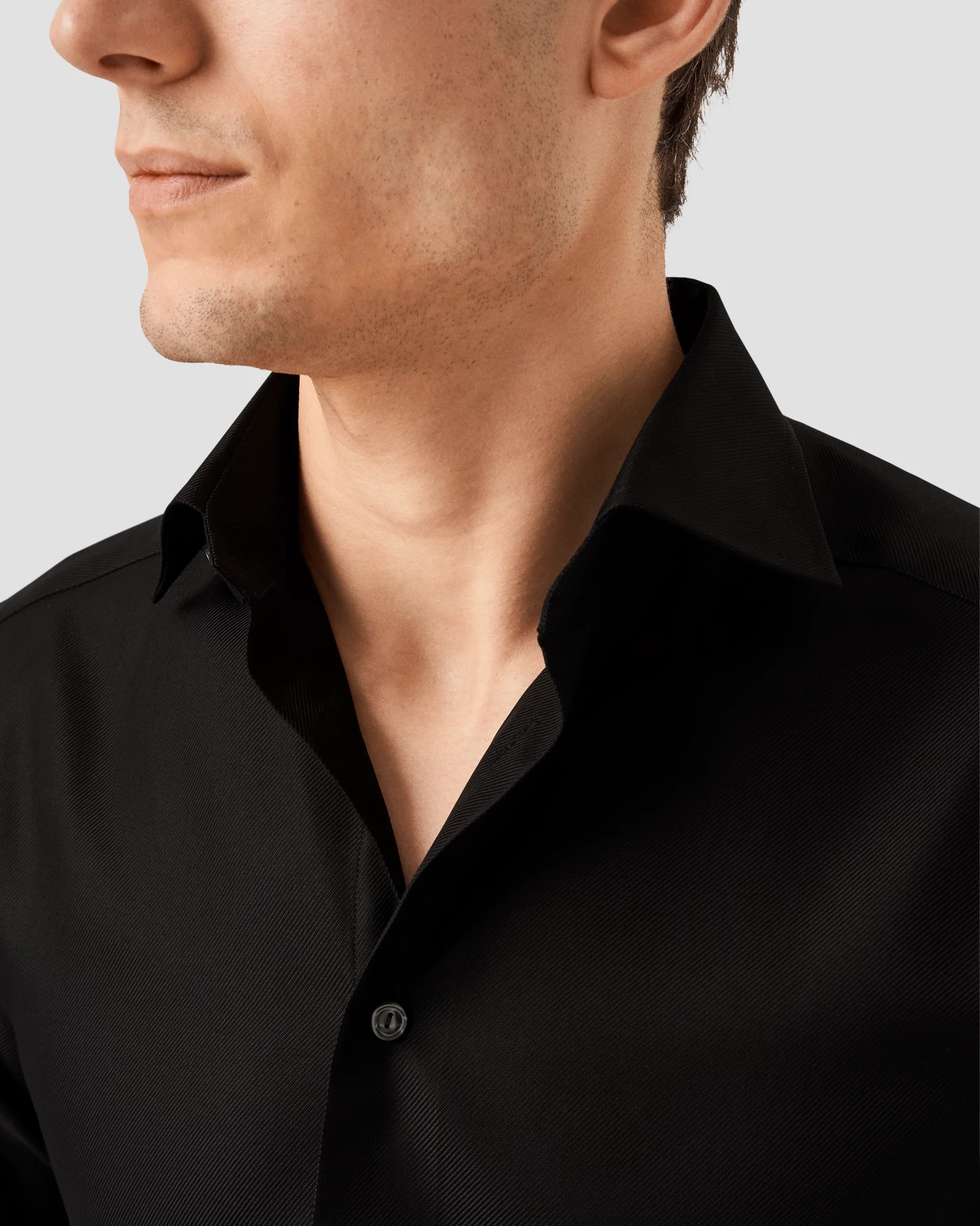 Eton - black textured twill shirt