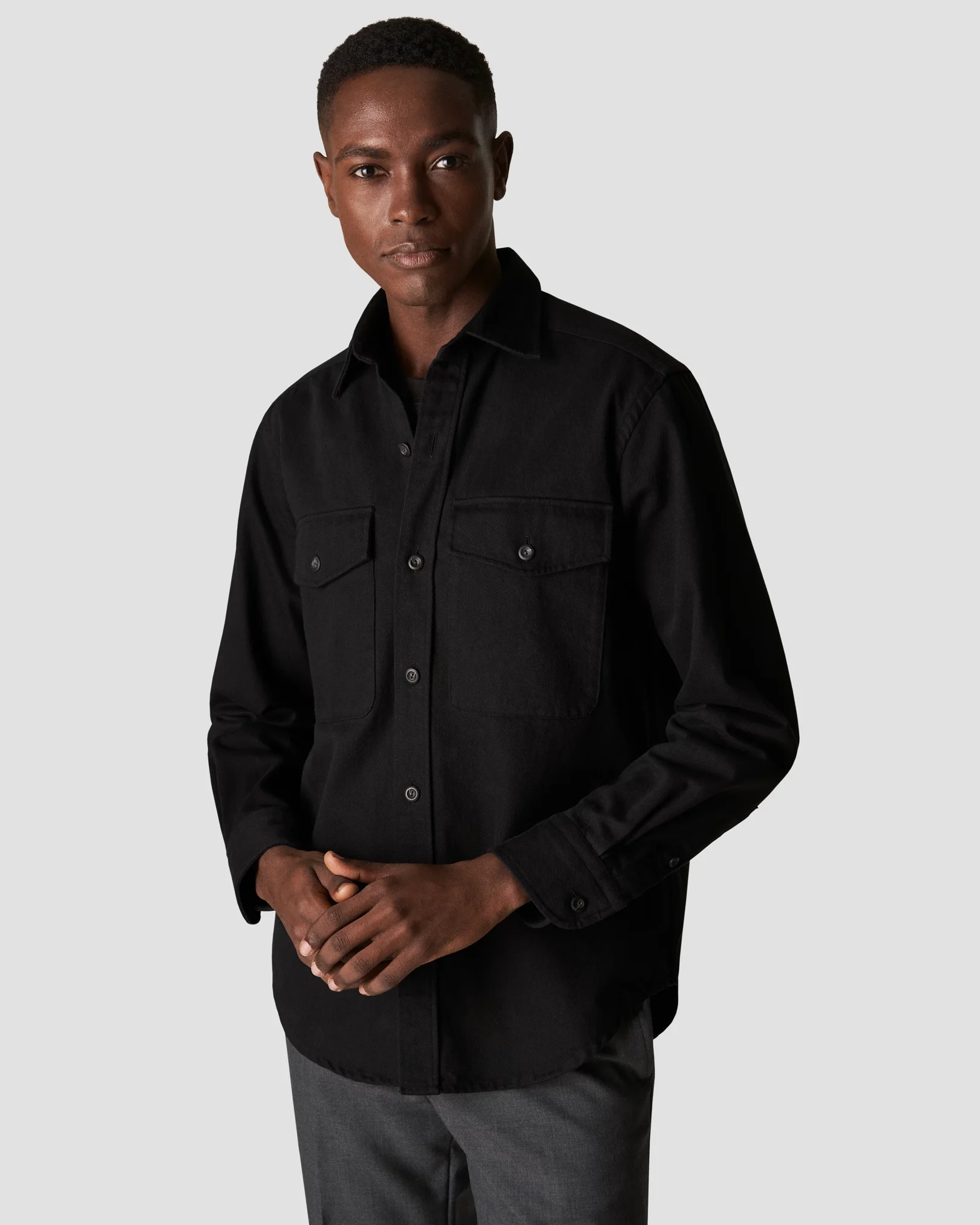 Eton - black heavy twill overshirt