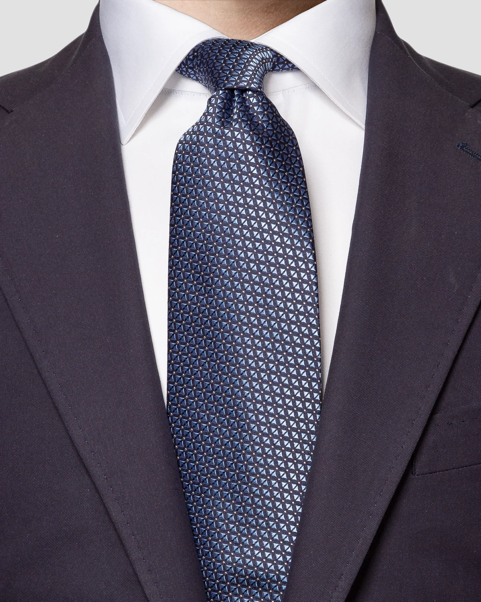 Eton - navy blue geometric jacuard tie