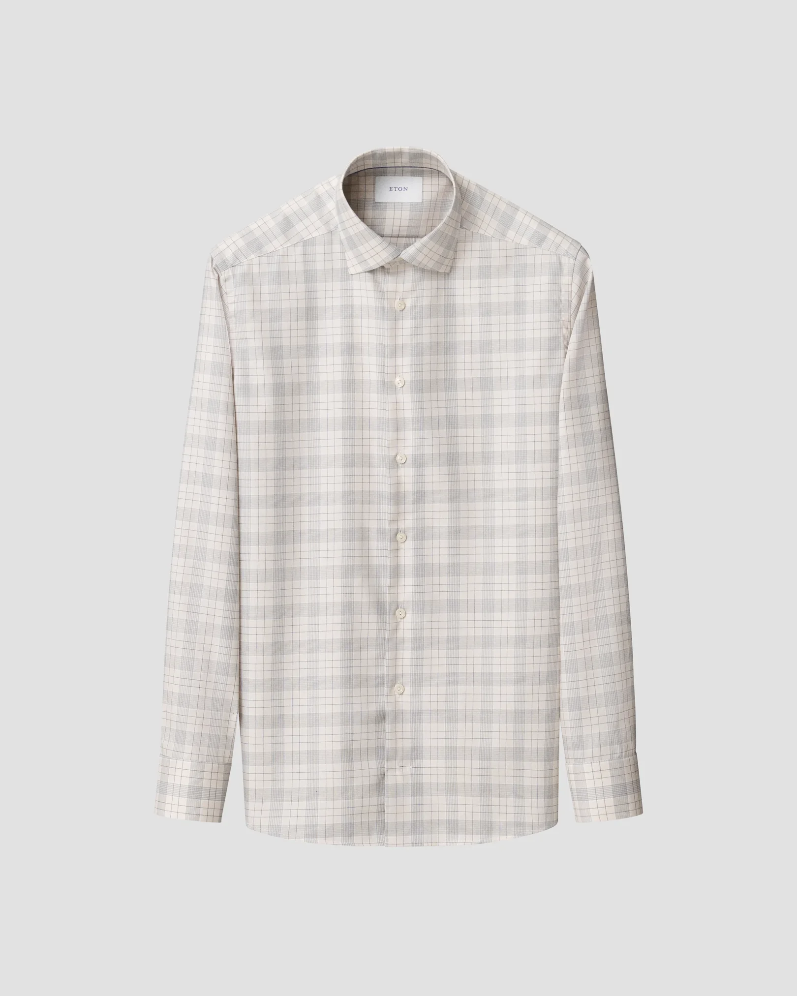 Eton - beige check twill shirt