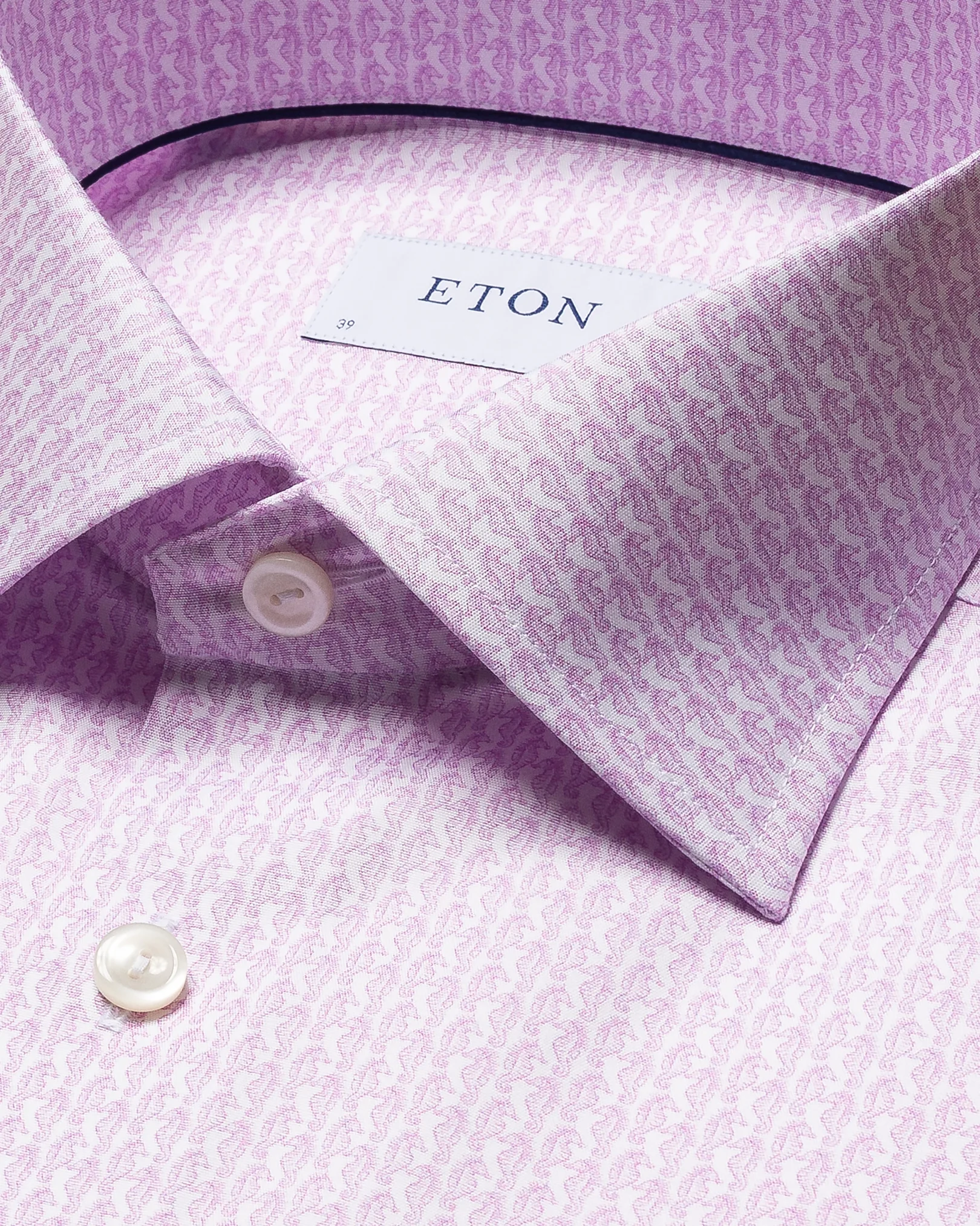 Eton - light purple seahorse print short sleeve