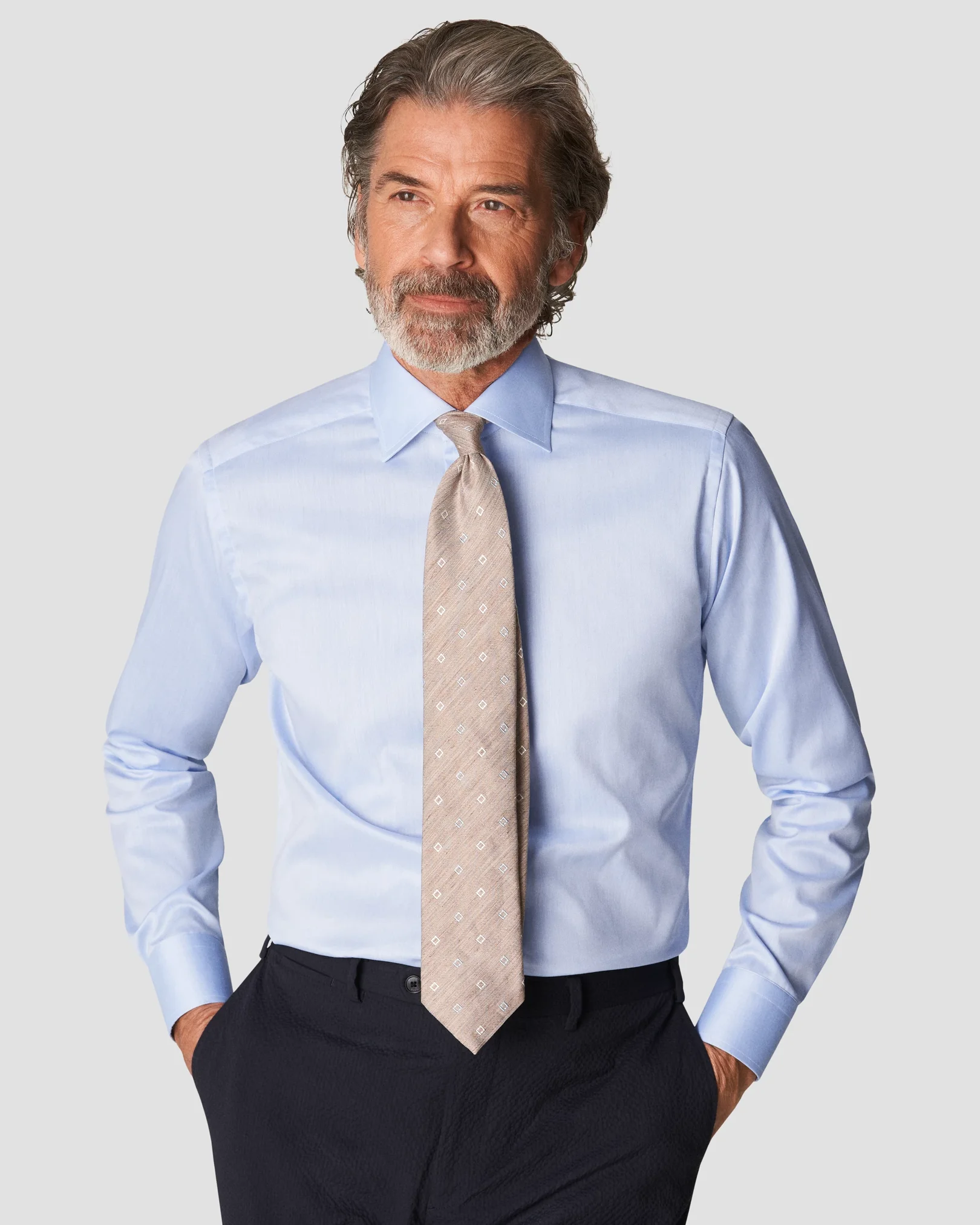 Eton - light blue signature twill floral details