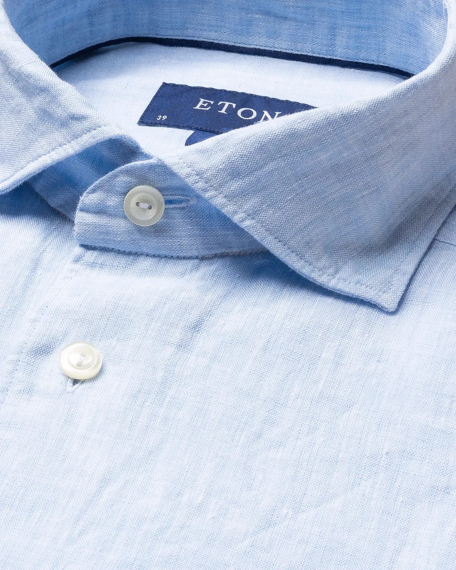 Eton - blue linen extreme cut away shirt