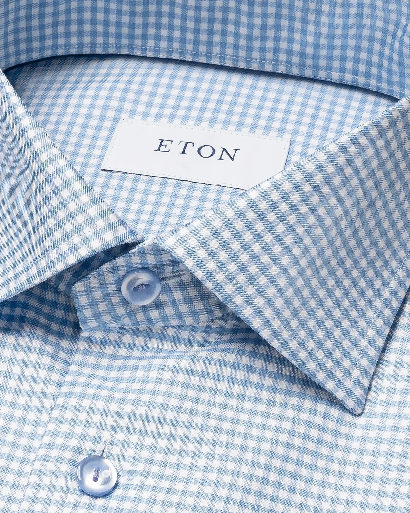 Eton - light blue checked lyocell shirt
