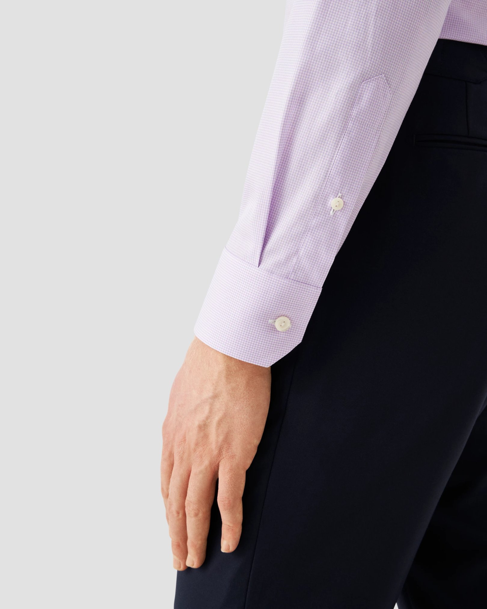 Eton - light purple fine check signature twill shirt