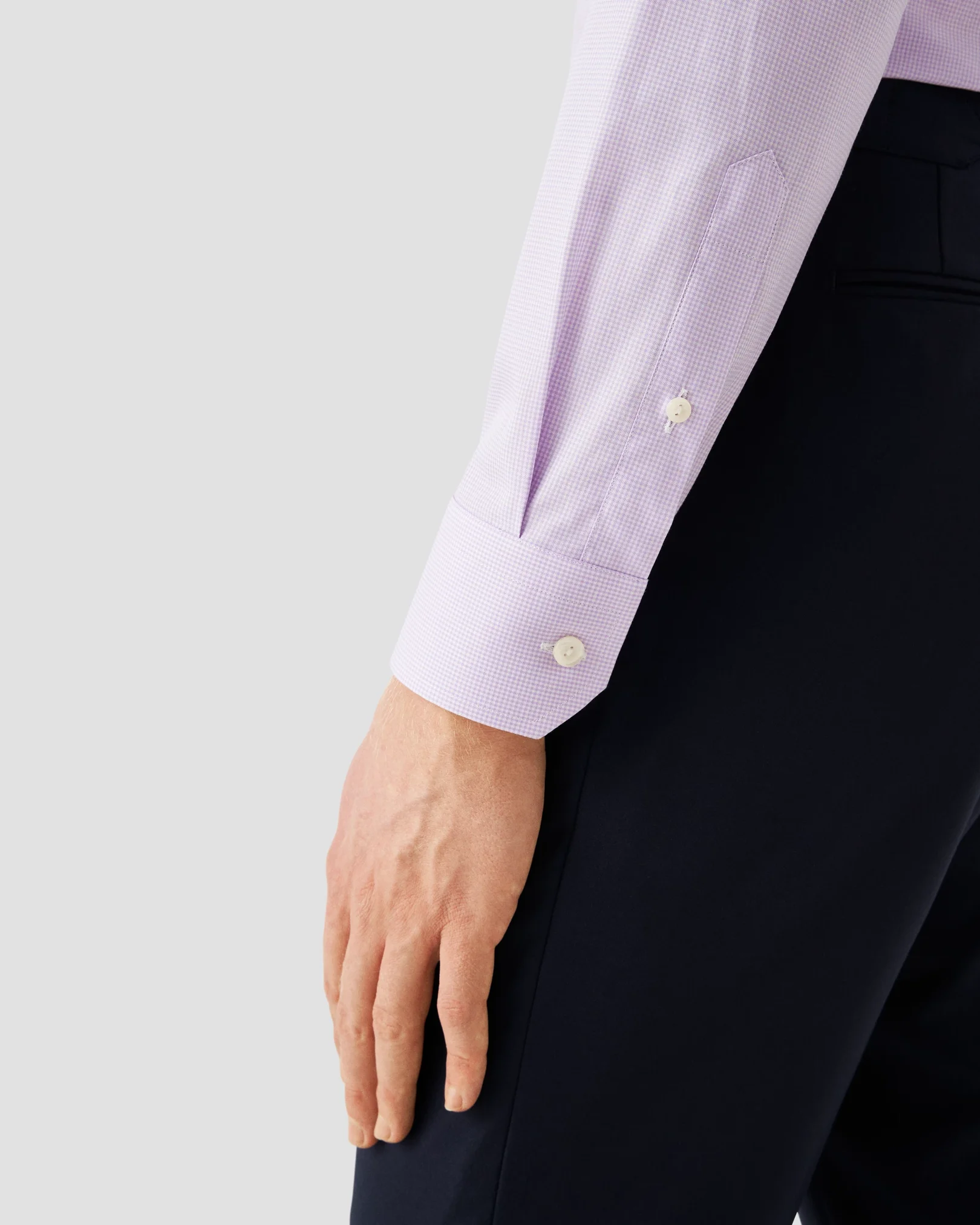 Eton - light purple fine check signature twill shirt