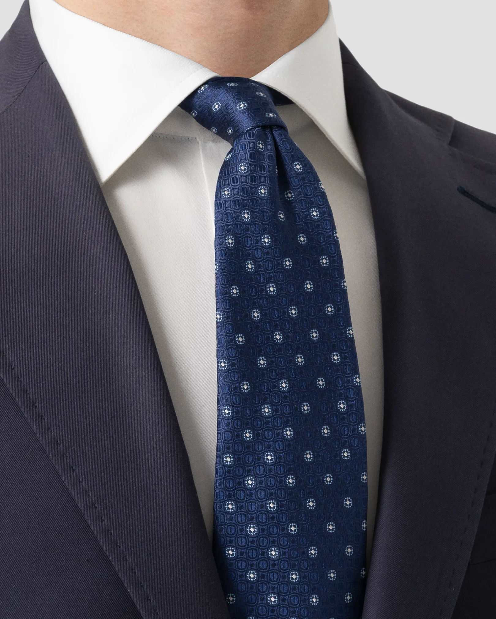 Eton - navy blue floral pattern tie