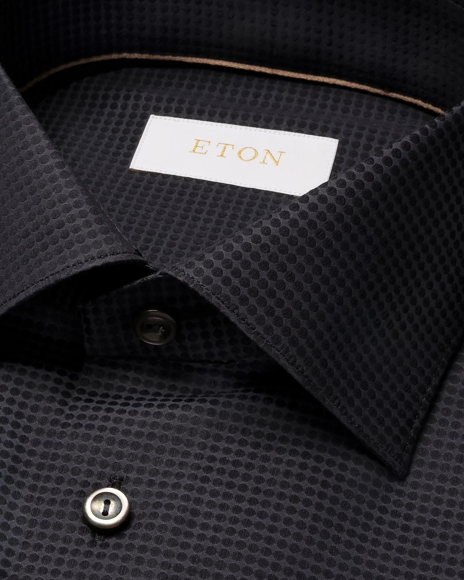 Eton - dark grey polka dot elevated pique shirt