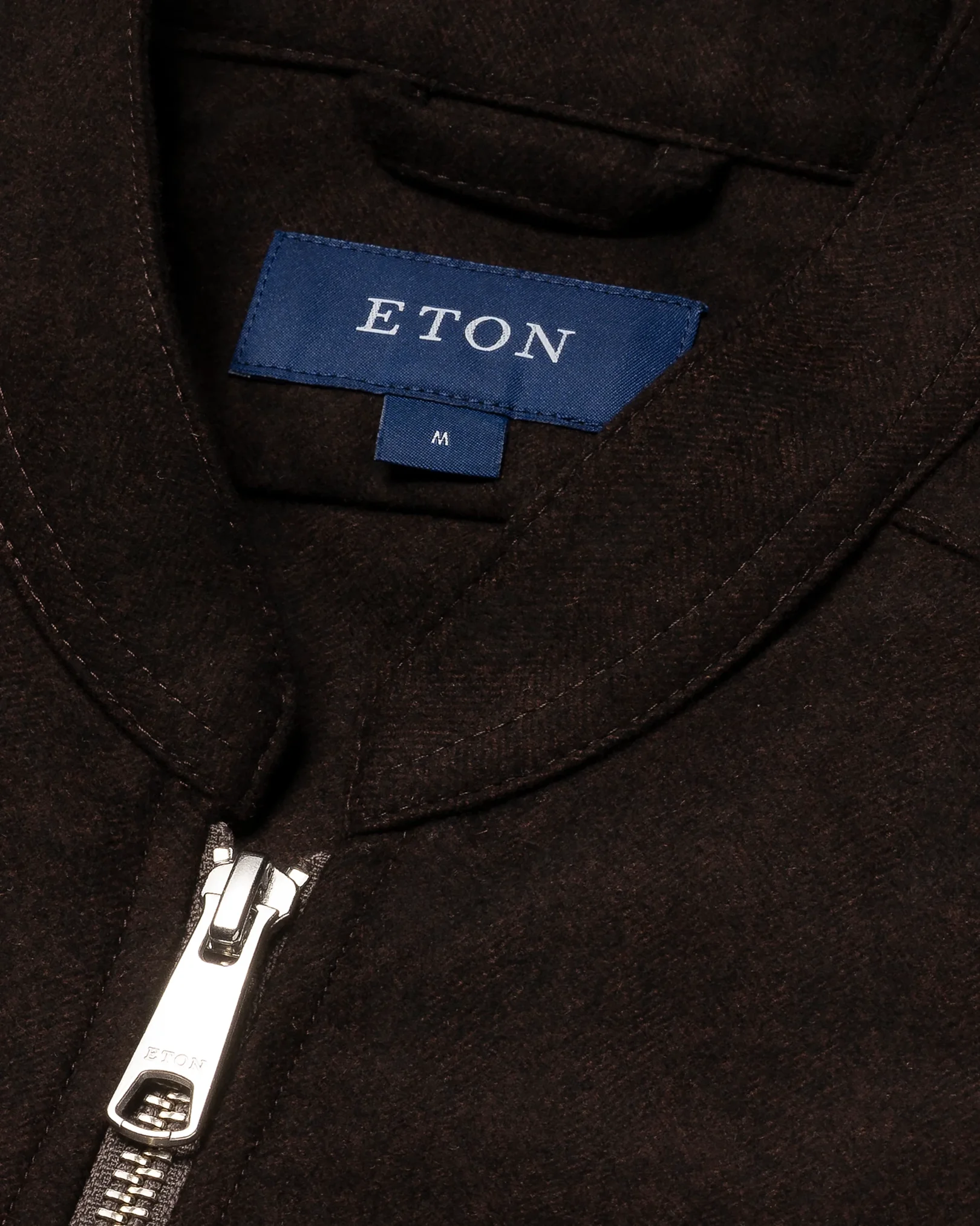 Eton - dark brown heavy flannel stand collar low no cuff vest