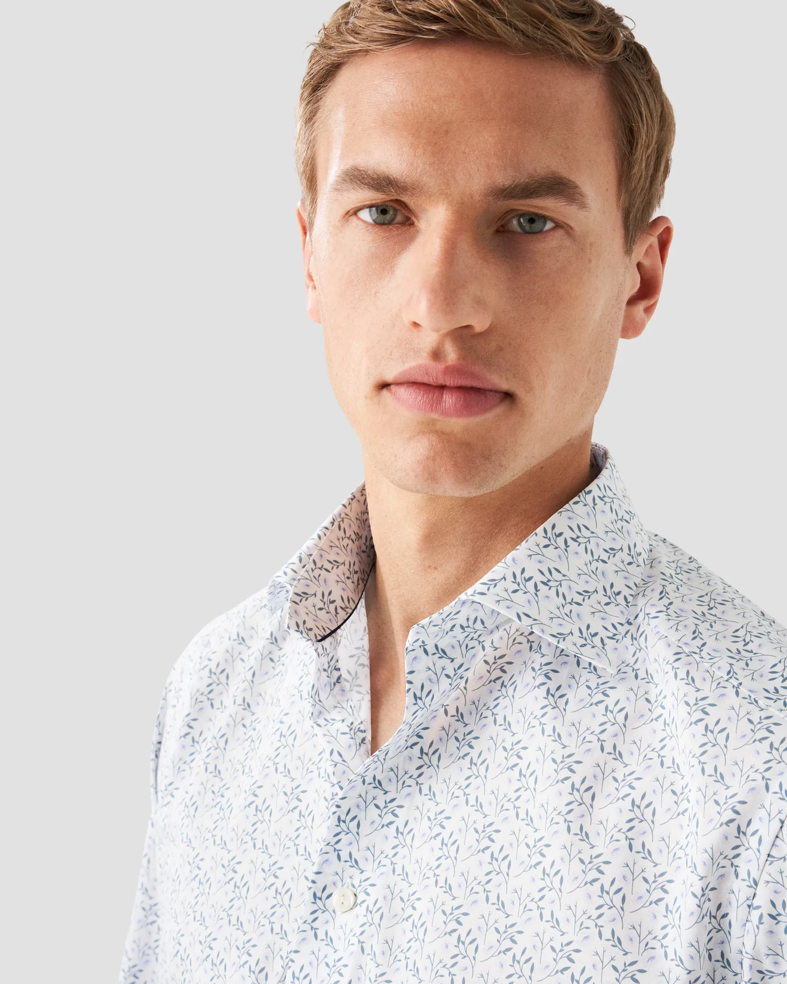 Eton - mid blue floral poplin