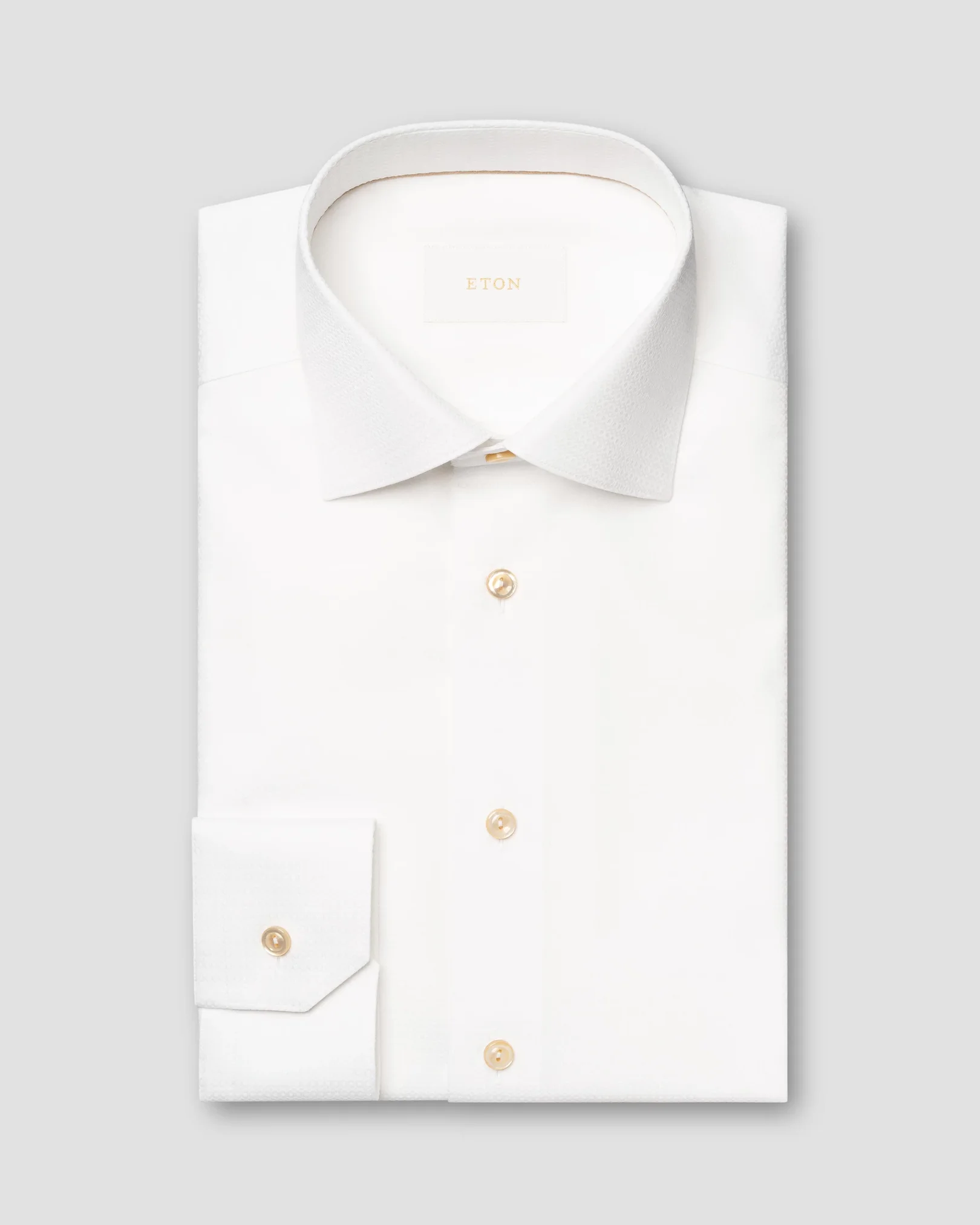 Eton - white semi solid elevated pique shirt