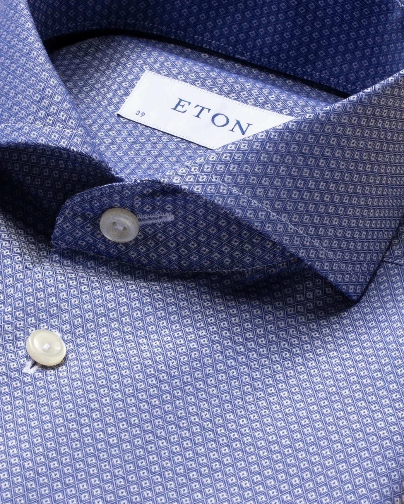 Eton - blue diamond weave shirt