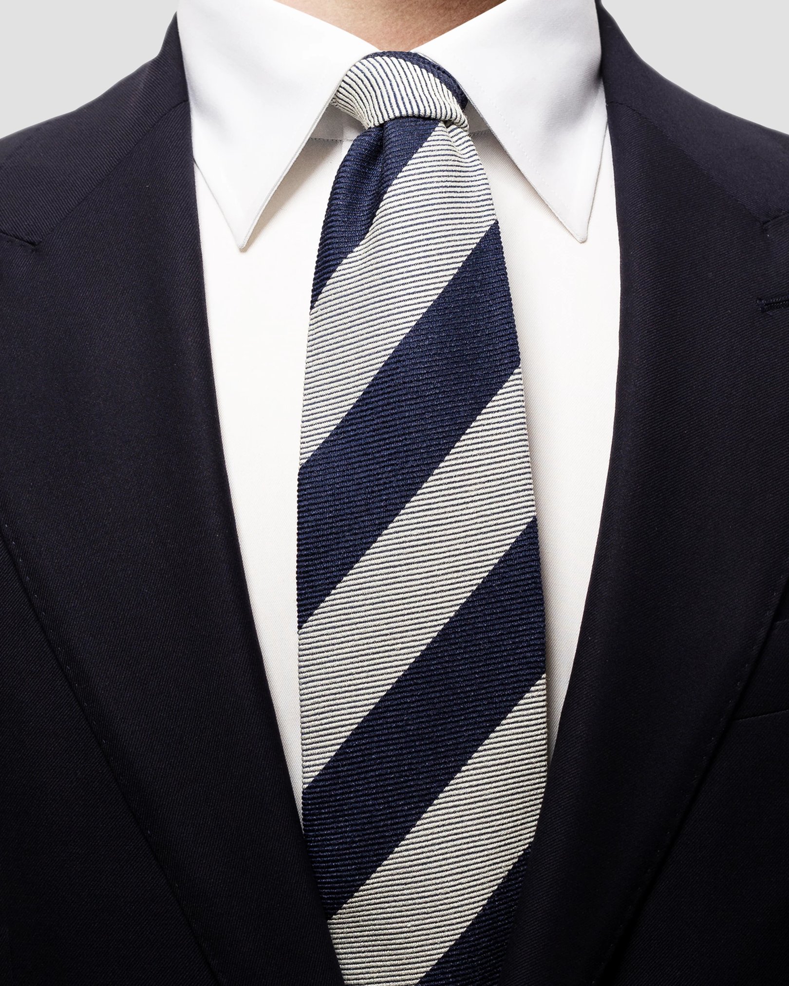Eton - grey blue bold striped tie
