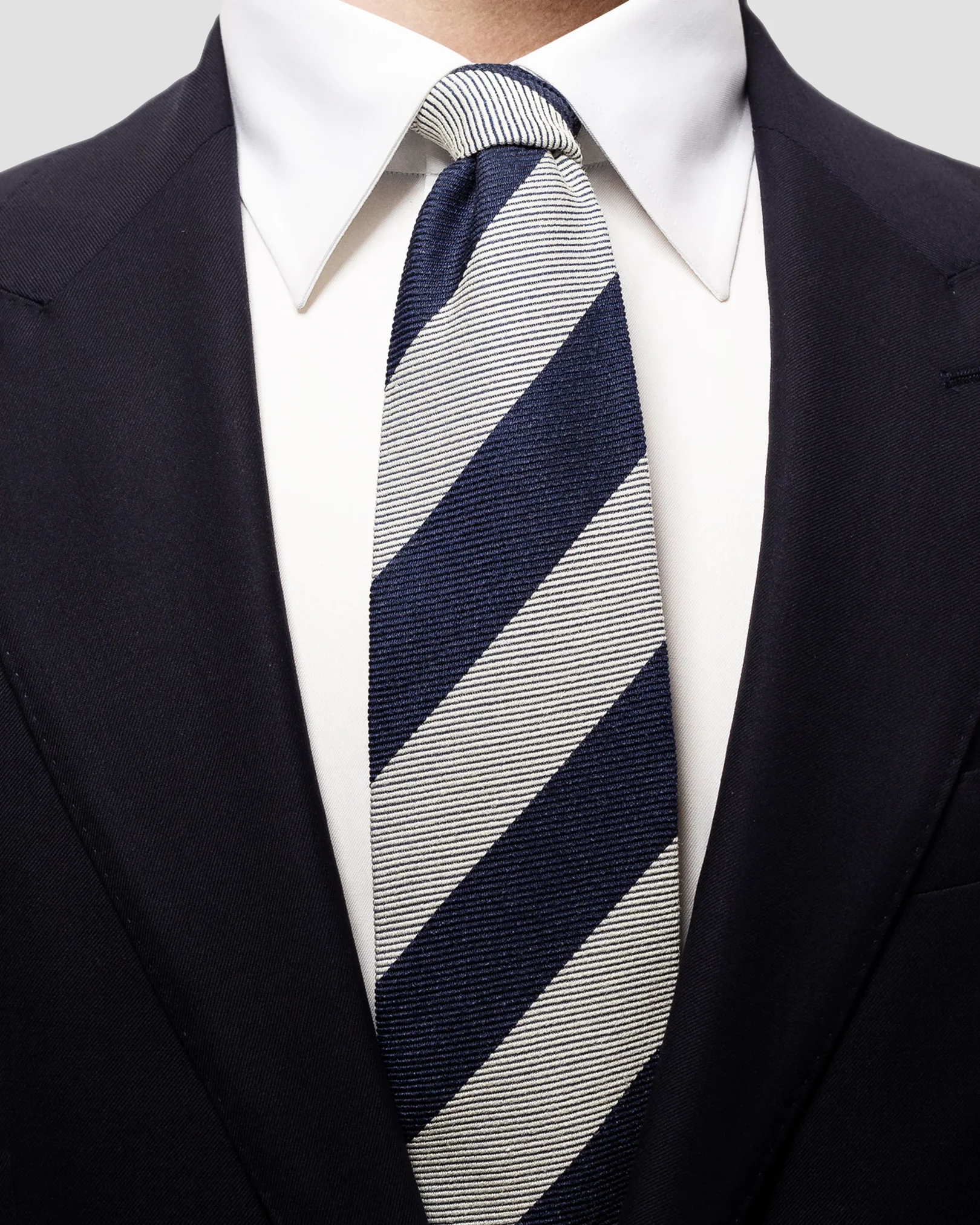 Eton - grey blue bold striped tie