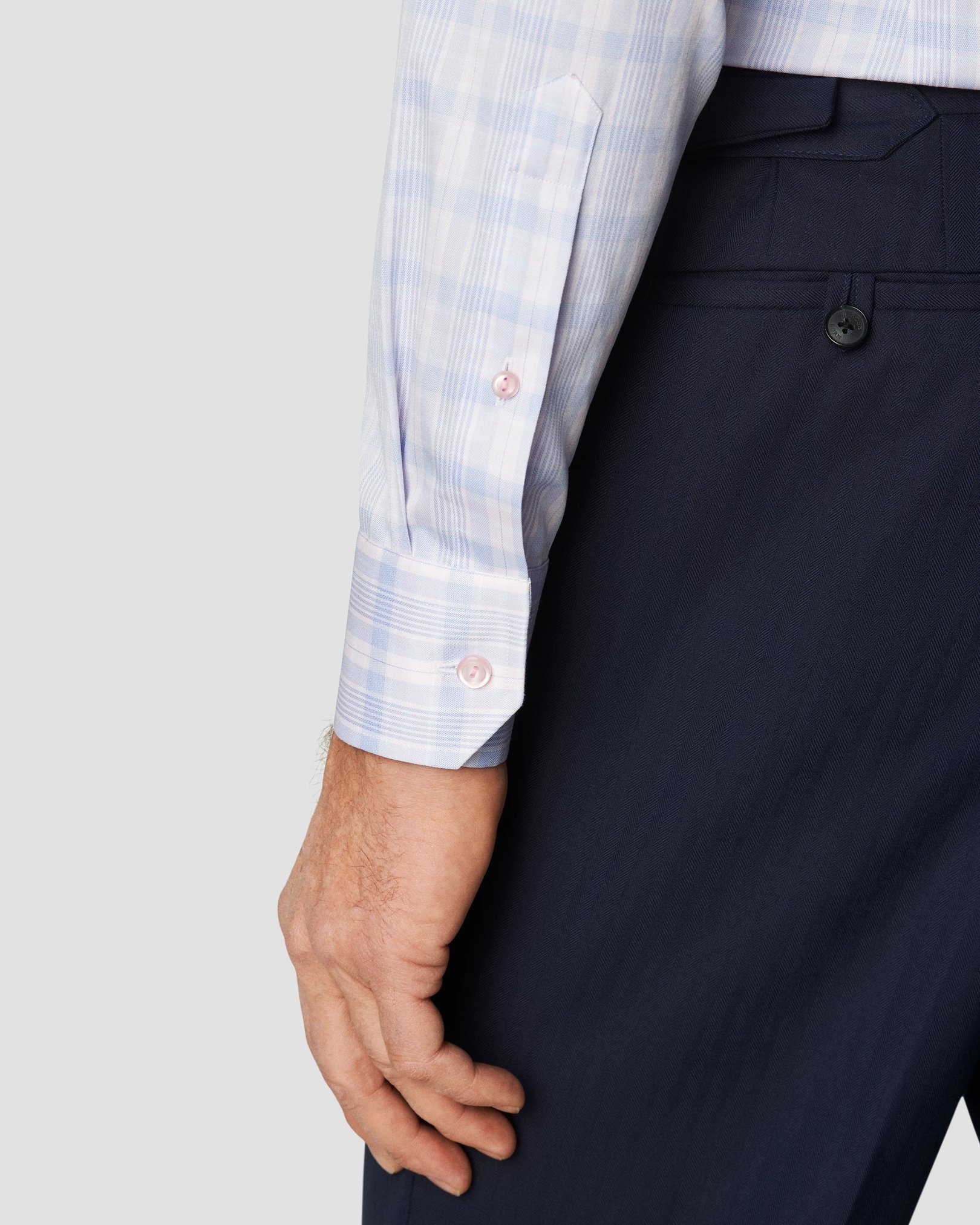 Eton - pink signature twill cutaway checked