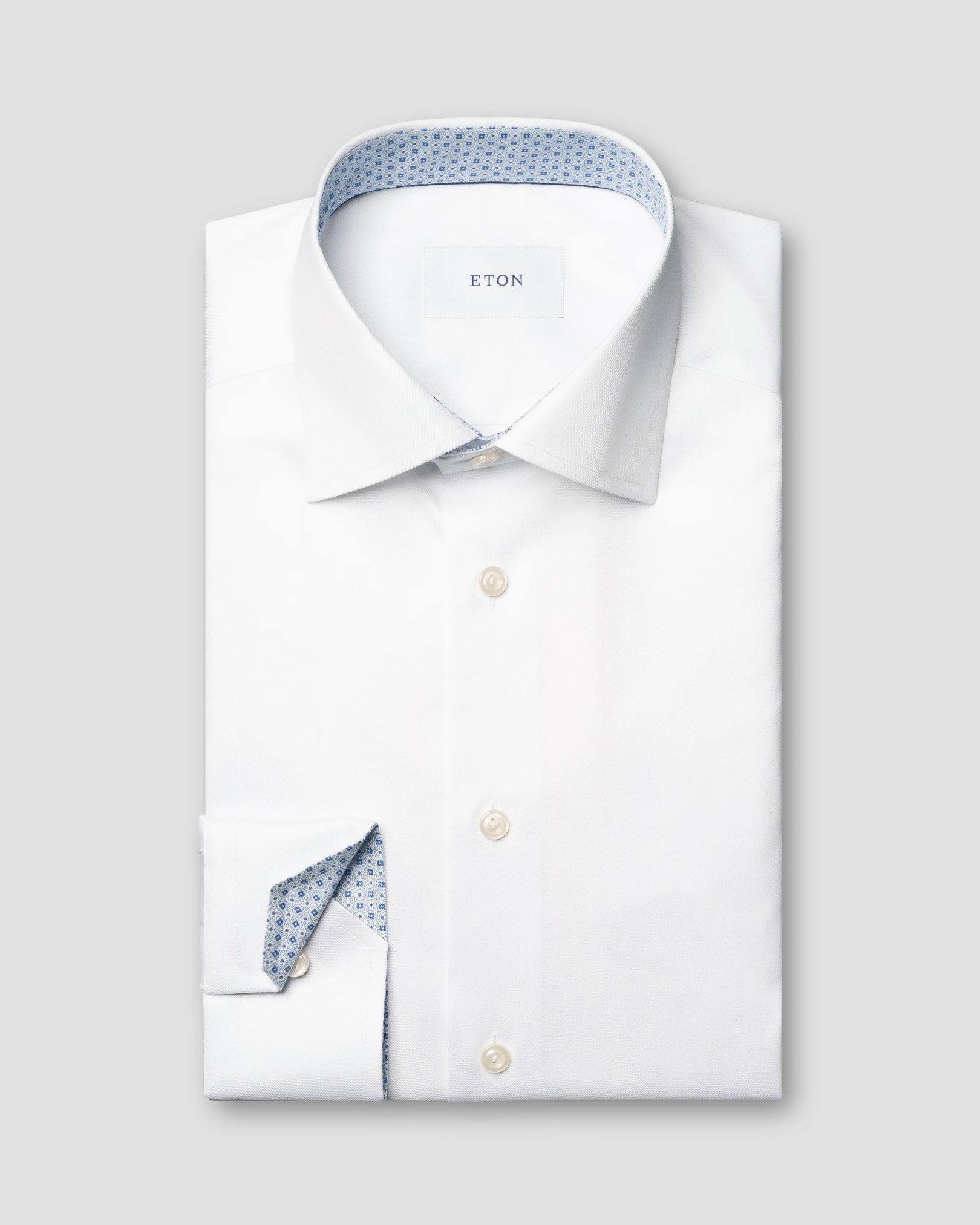 Eton - white signature twill geometric effect shirt