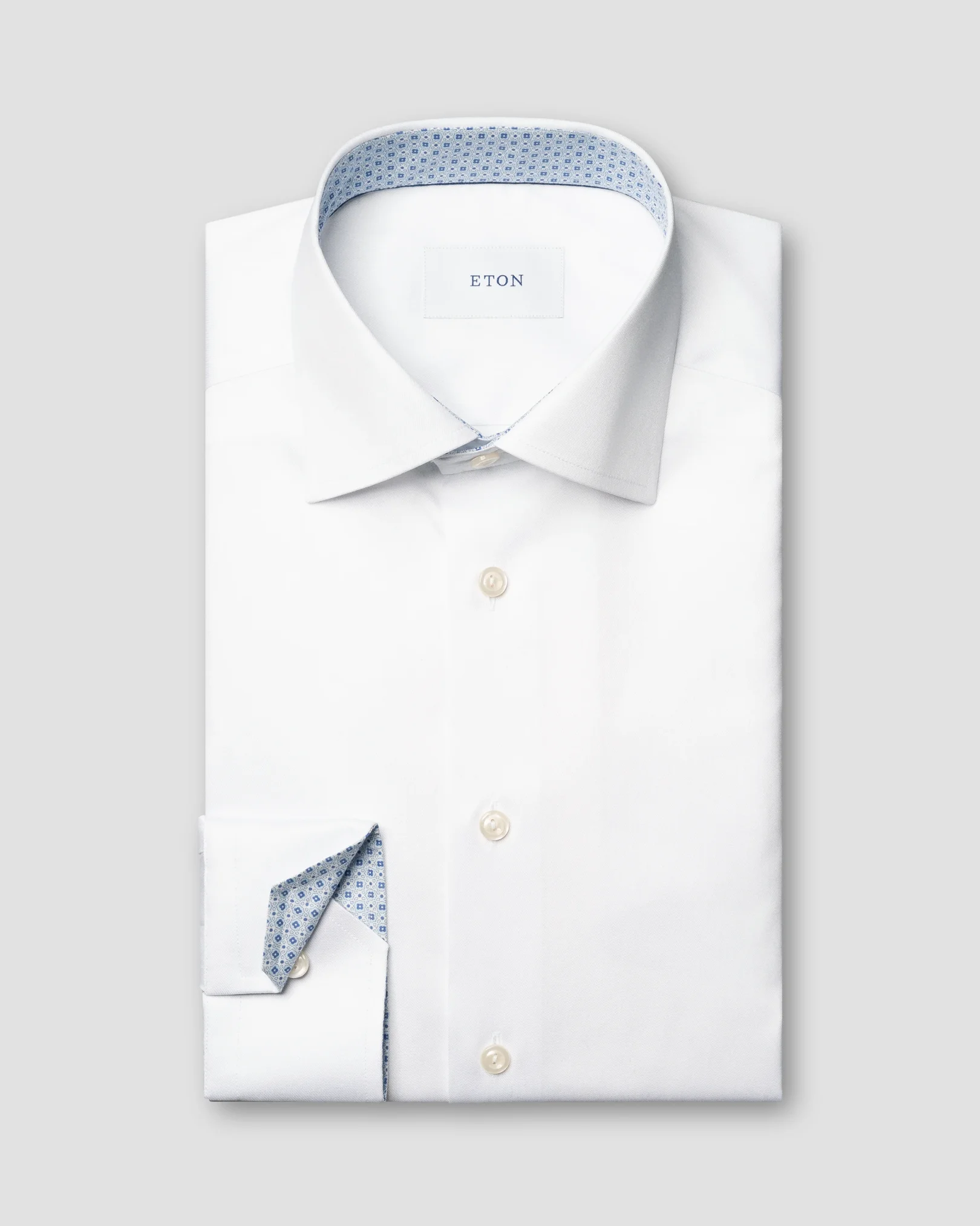 Eton - white signature twill geometric effect shirt