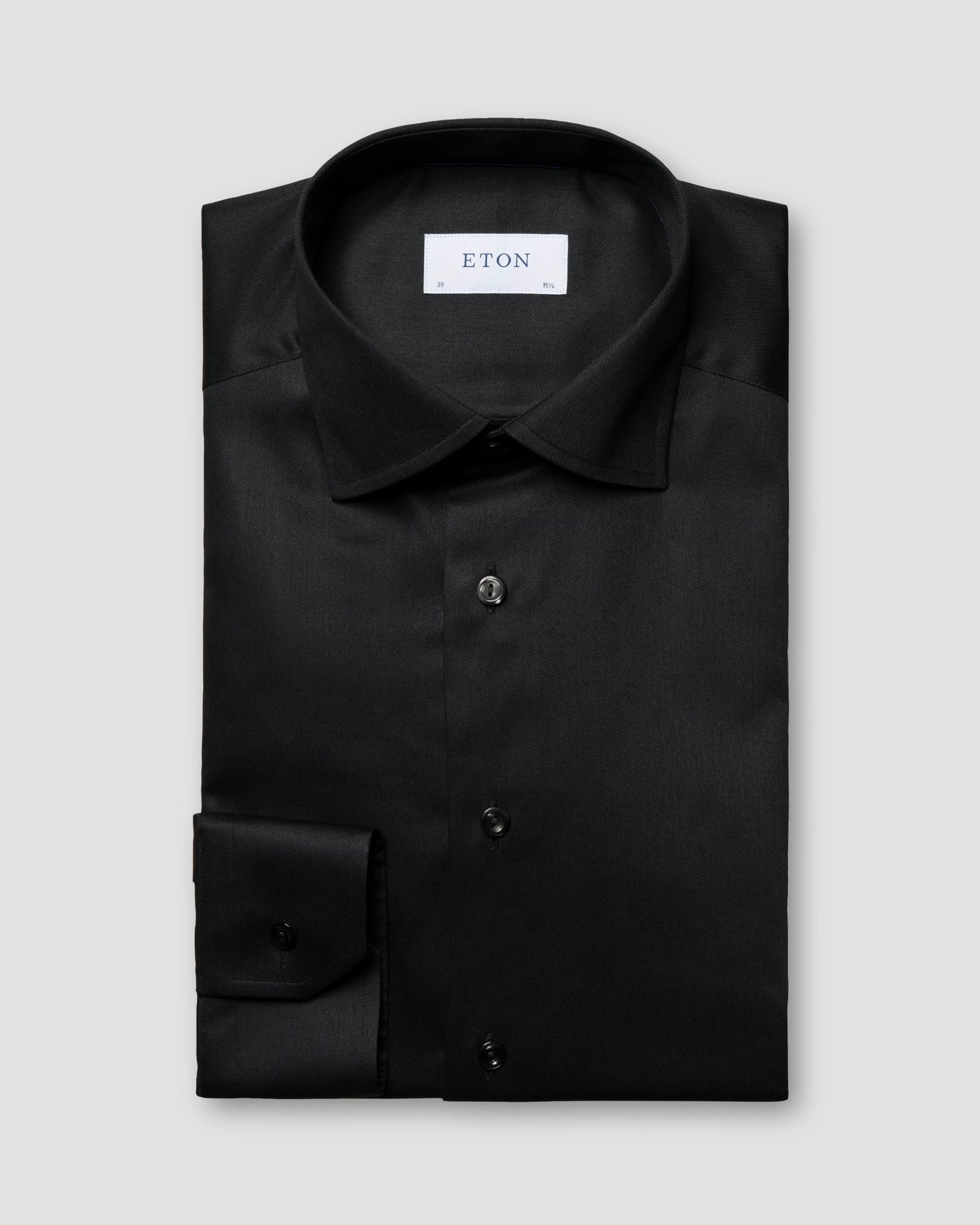 Eton - black twill stretch cut away single slim
