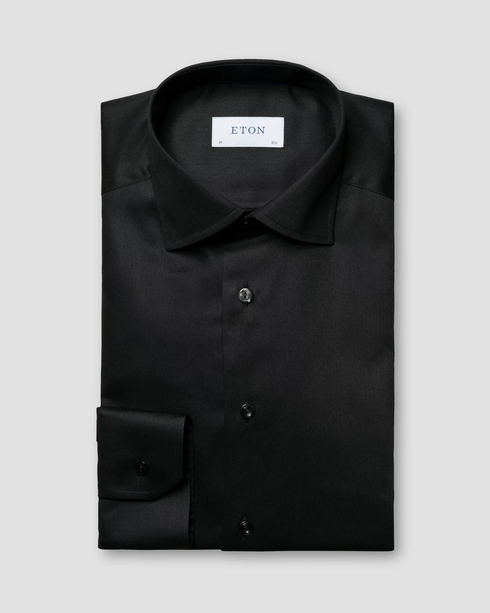Eton - black twill stretch cut away single slim