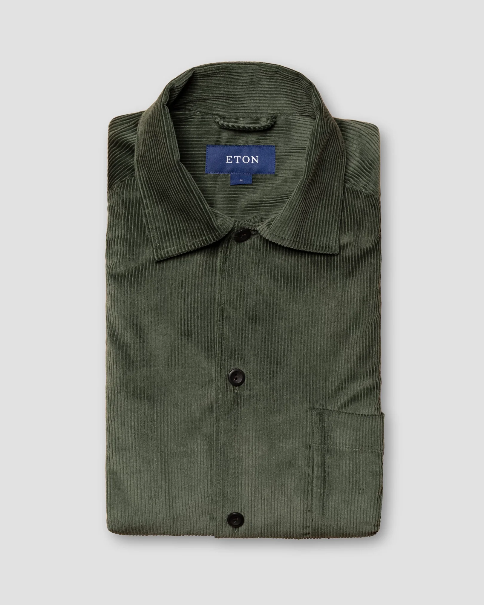 Eton - green corduroy overshirt turn down straight sleeve end regular