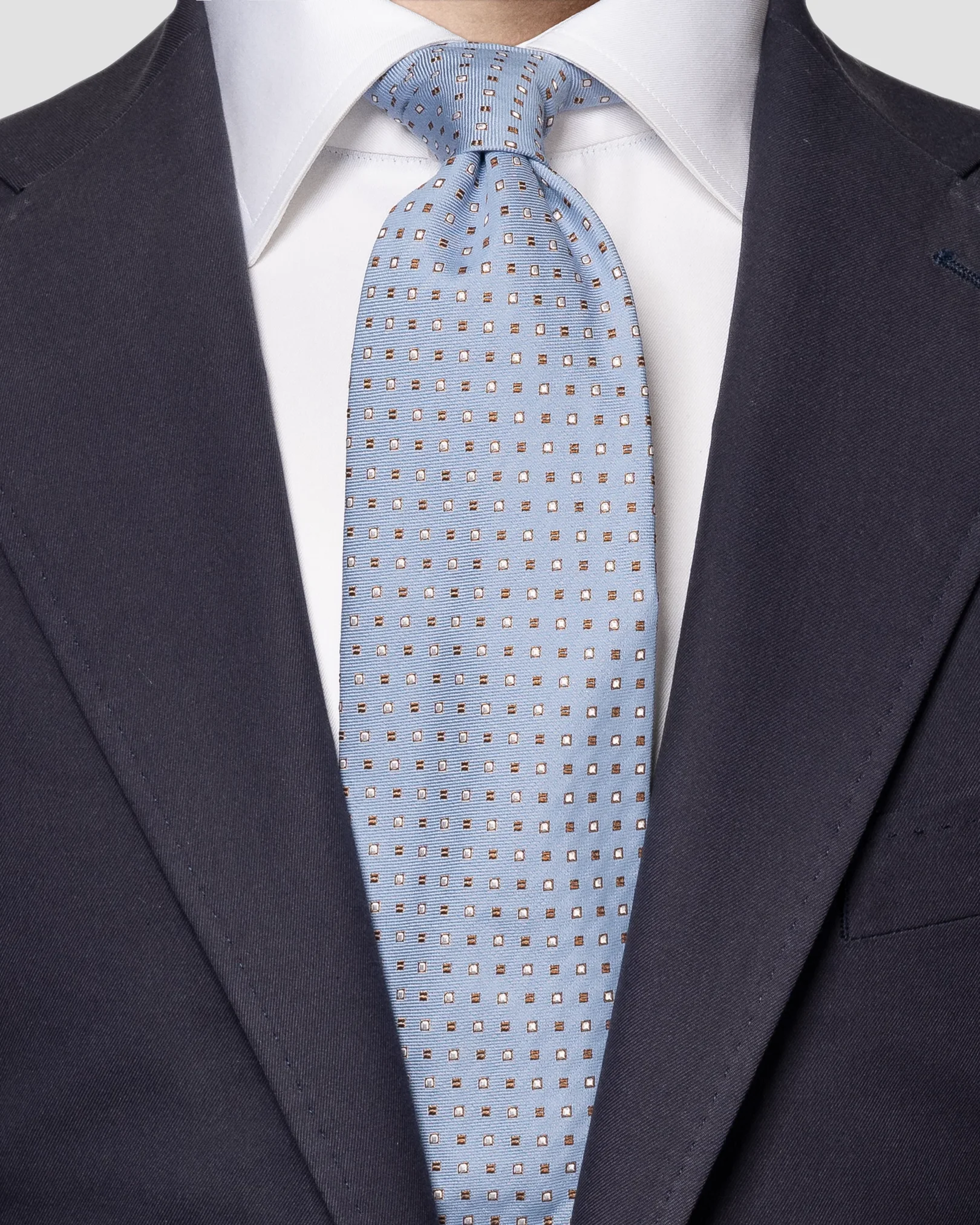 Eton - mid blue silk blend tie