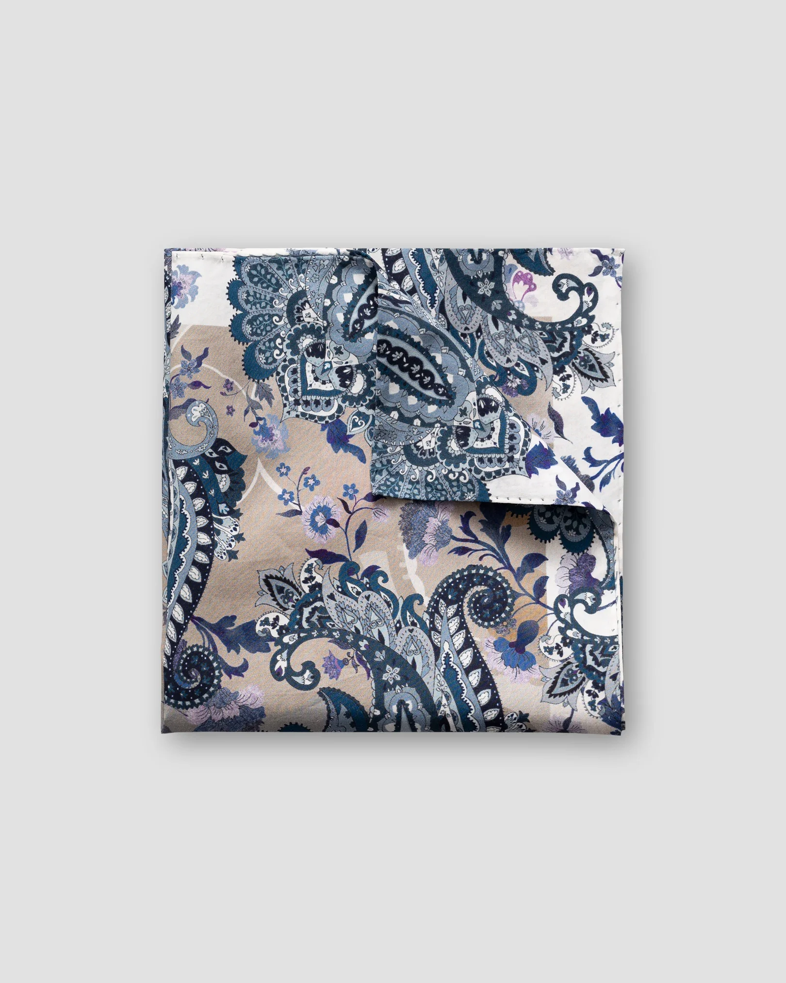 Eton - grey beige paisley pocket square
