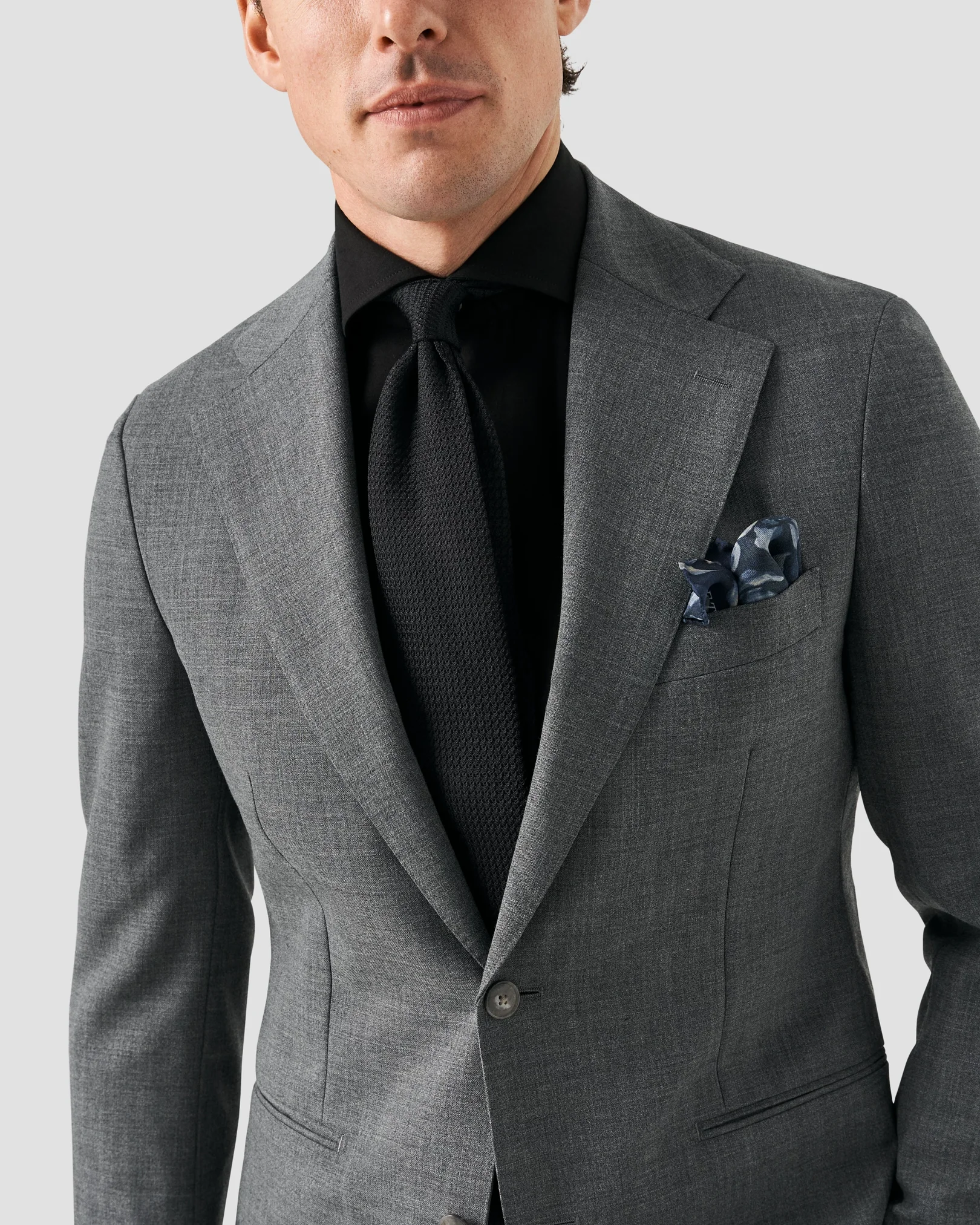 Eton - black supima cotton fourway strech