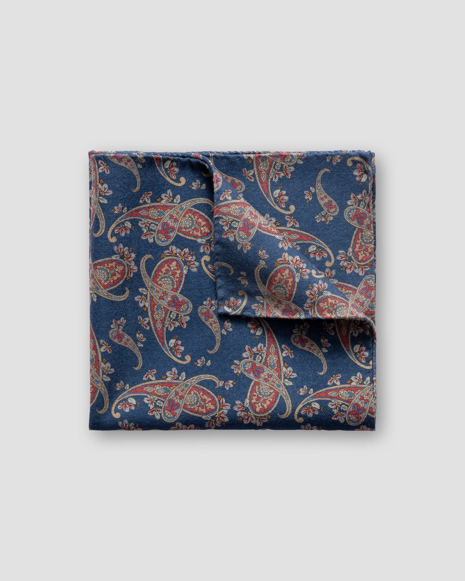 Eton - dark blue double sided wool pocket square