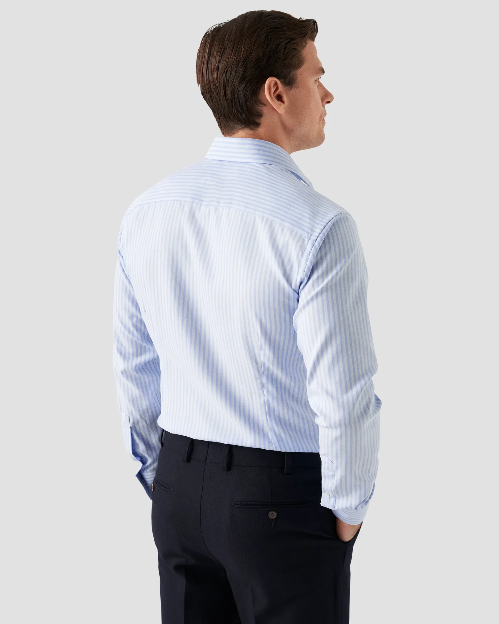Eton - light blue bold striped oxford