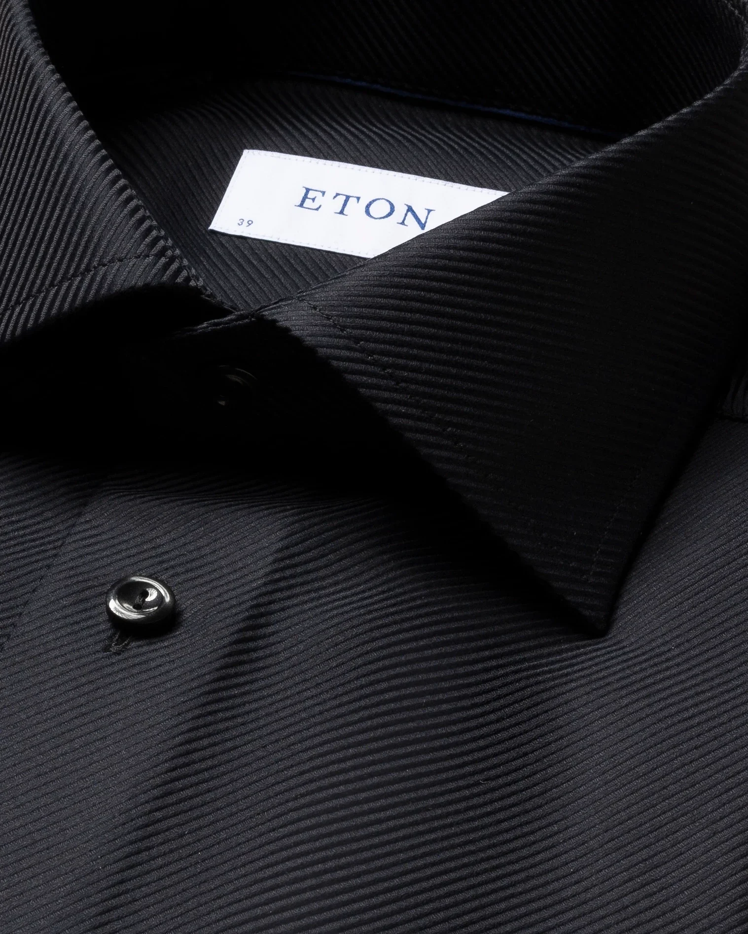 Eton - black king twill shirt cut away single slim