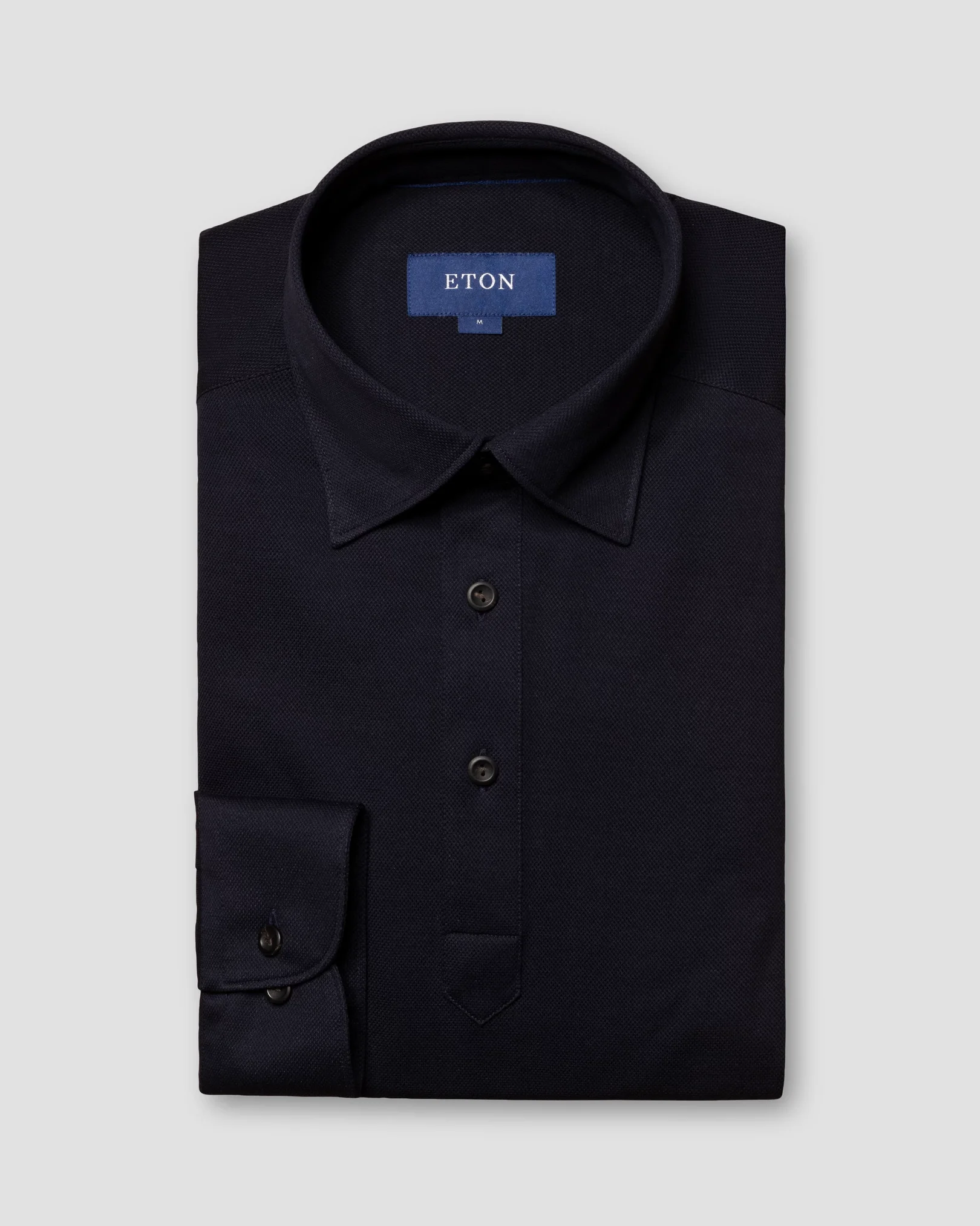 Eton - navy blue pique button under