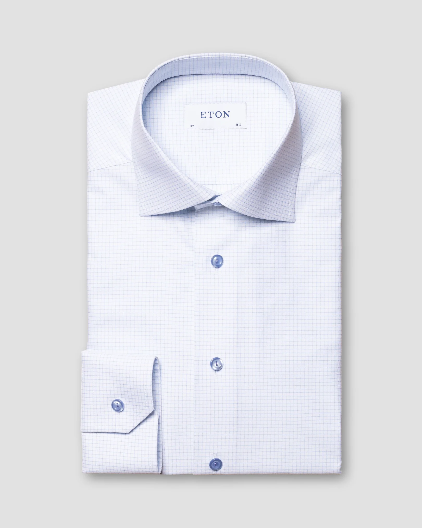 Eton - light blue dobby cut away single contemporary ss