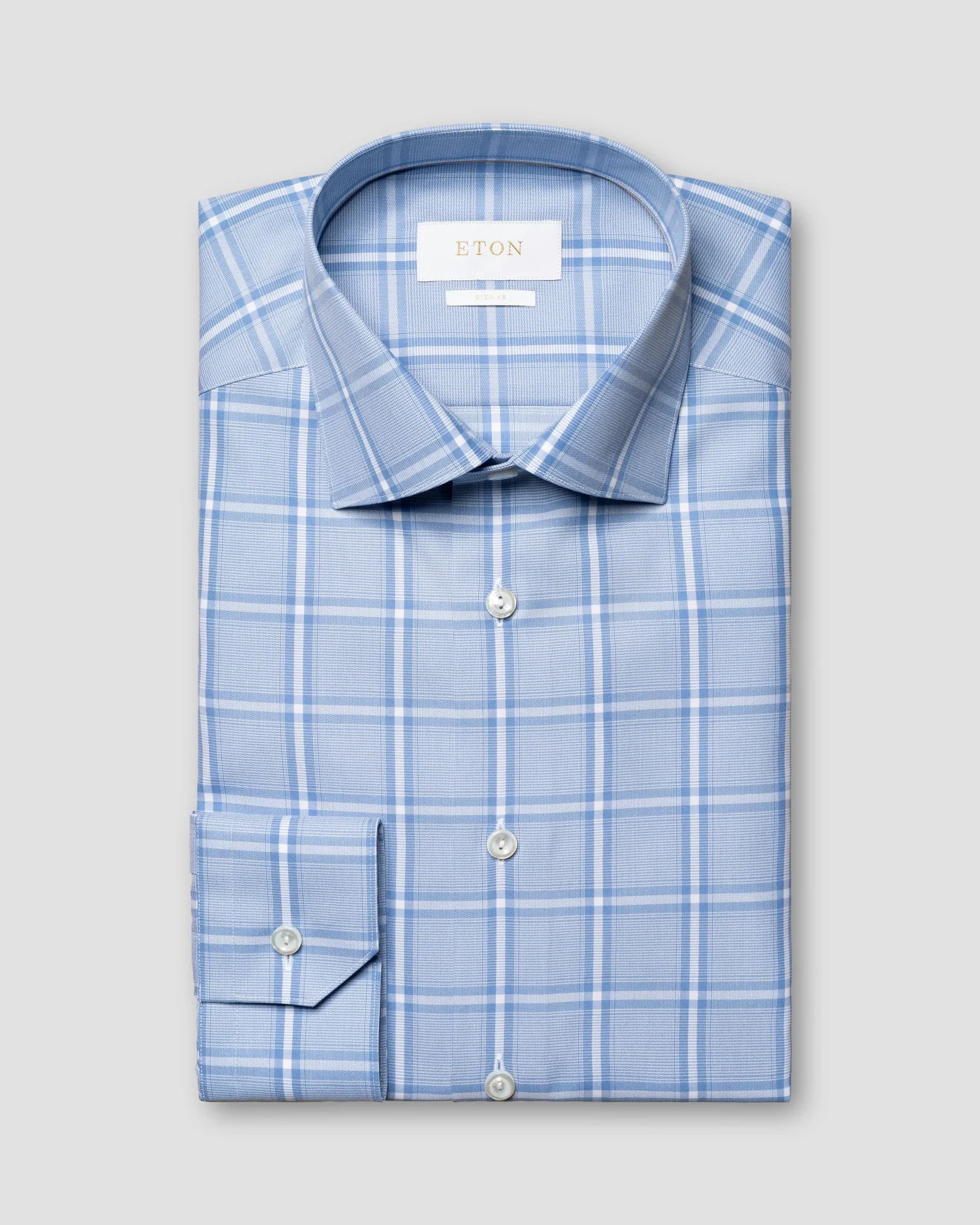 Eton - mid blue checked giza