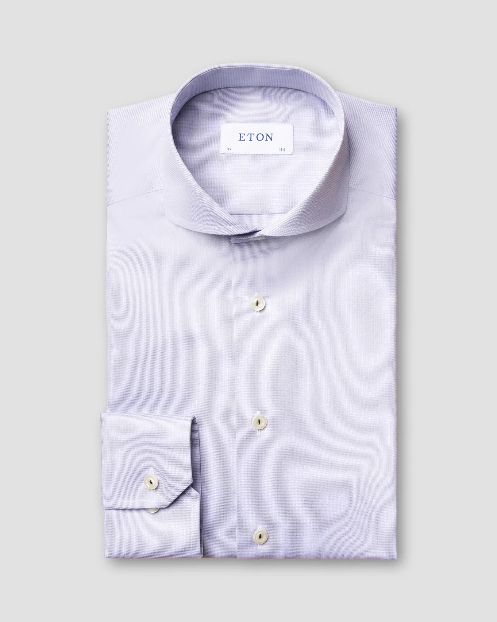 Eton - light grey royal twill shirt extreme cut away