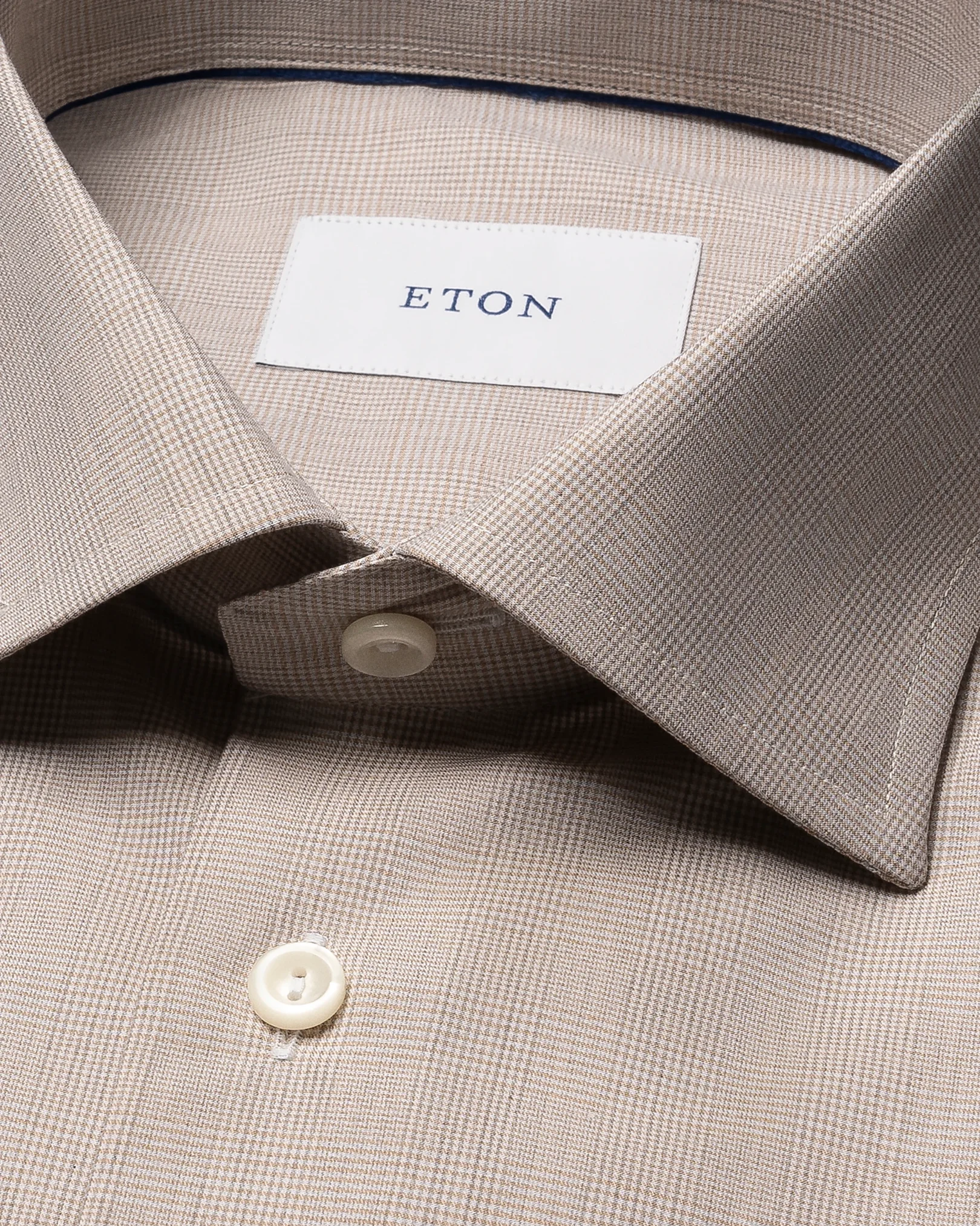 Eton - beige check fine twillshirt