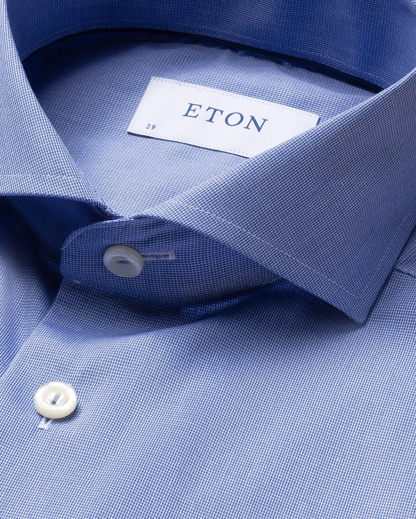 Eton - pastel blue shirt navy details extreme cut away