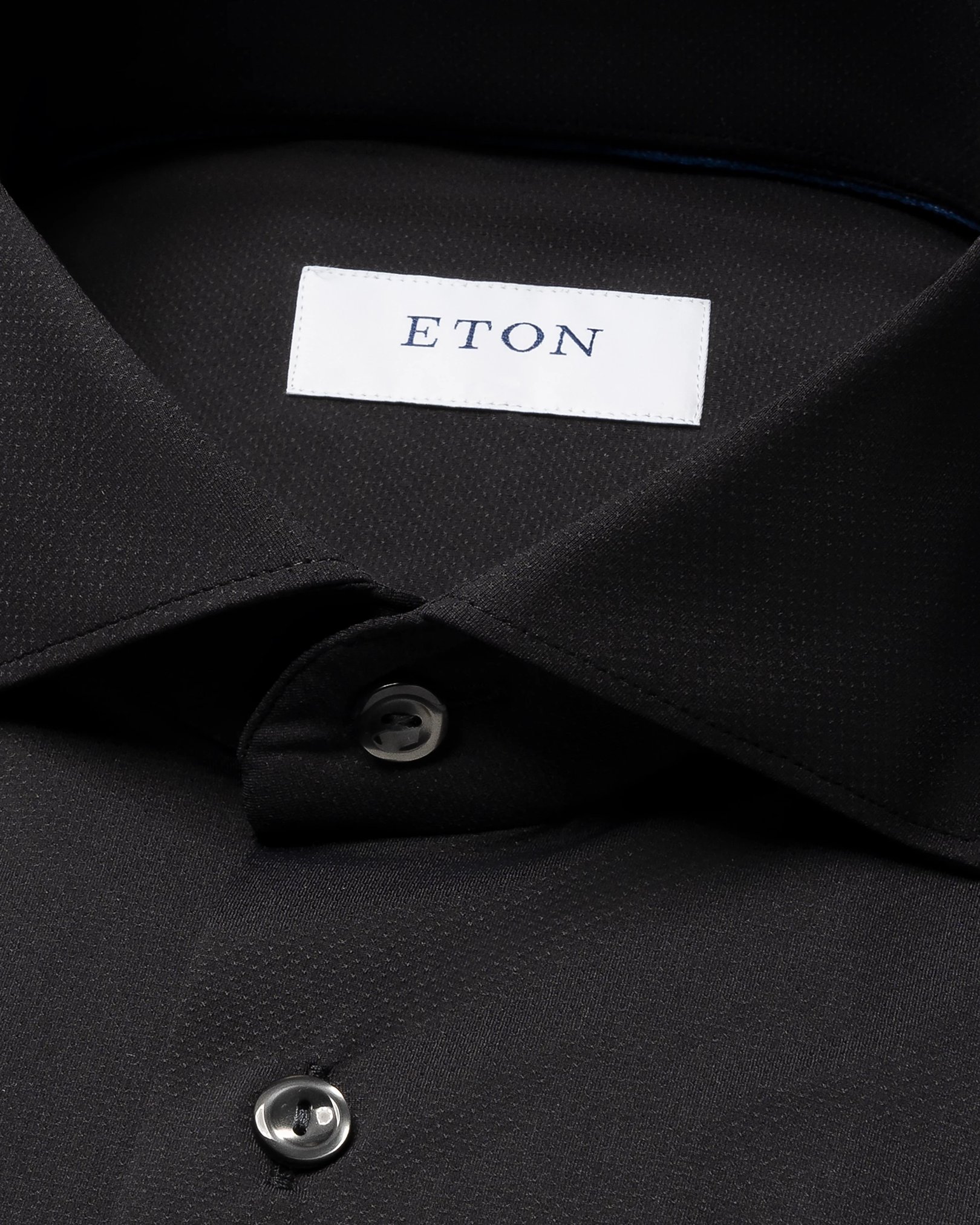Eton - black solid four way strech shirt