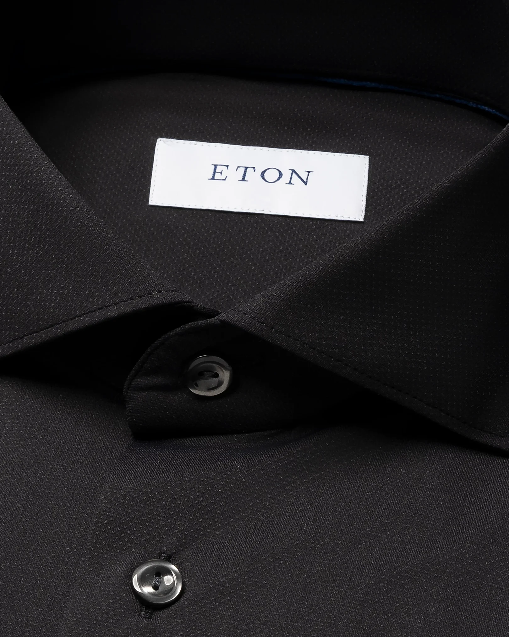 Eton - black solid four way strech shirt