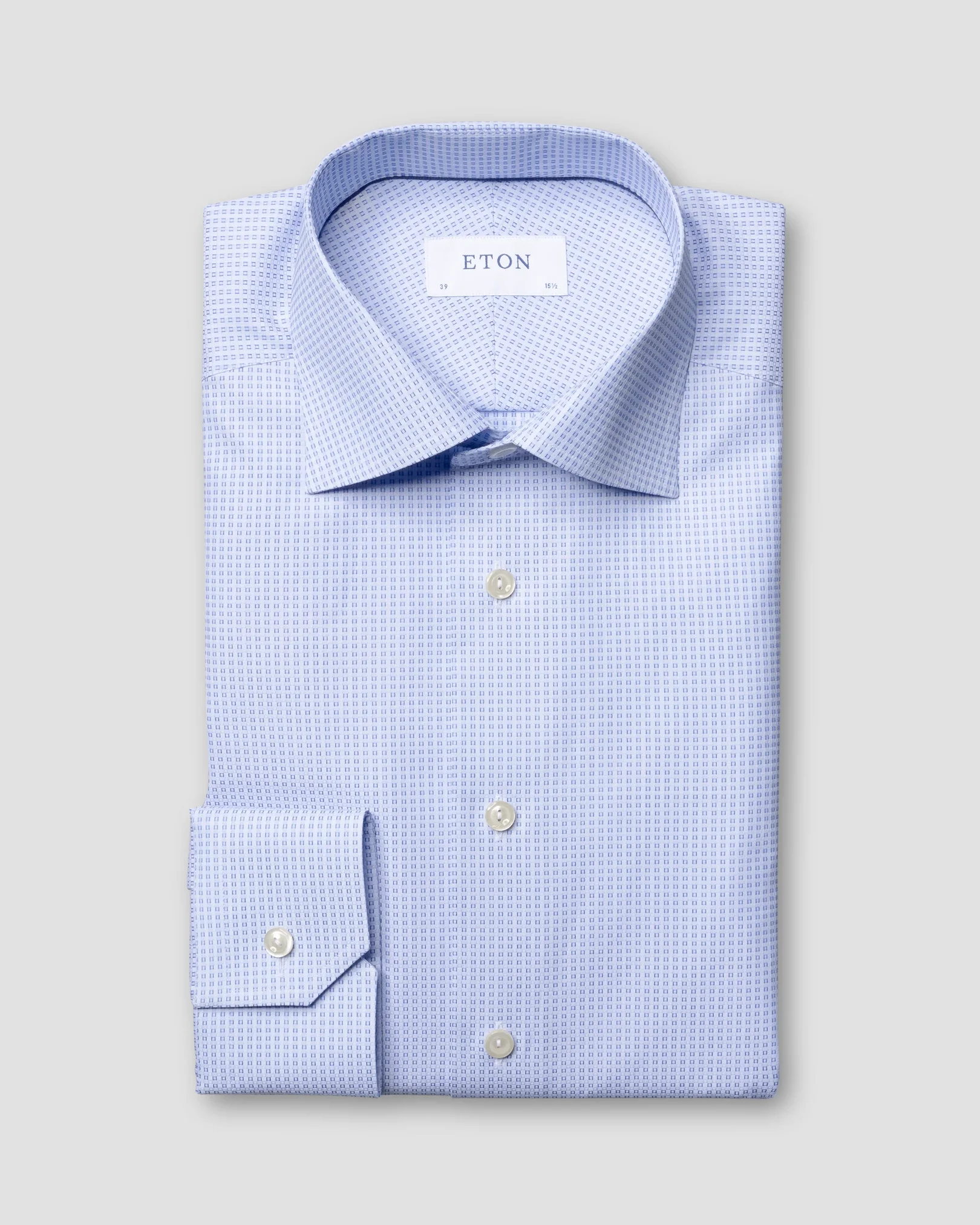 Eton - blue woven checks shirt