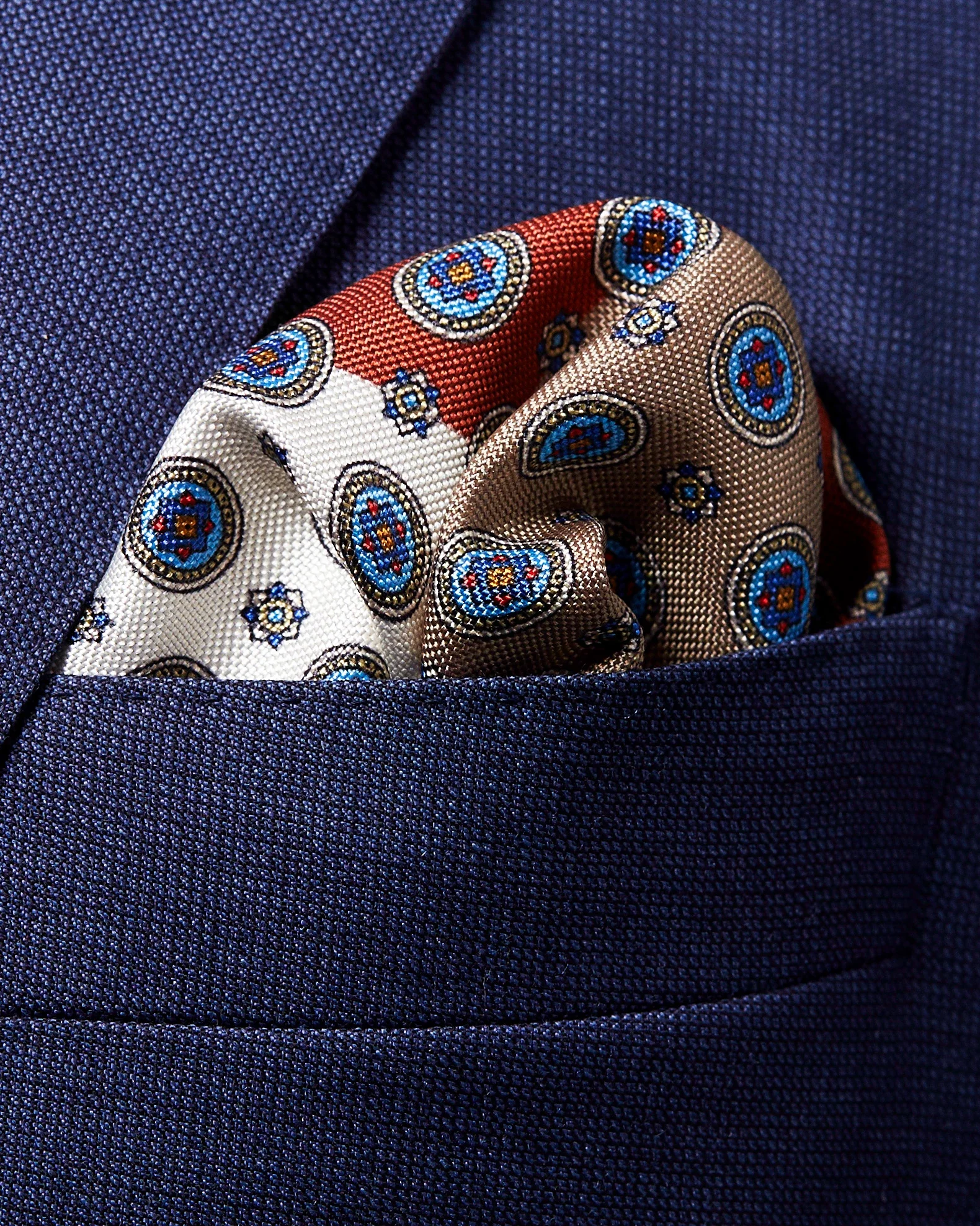Eton - brown four square silk pocket square